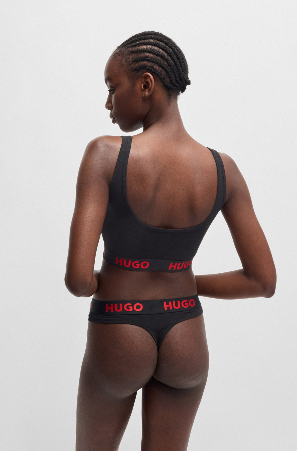 STRETCH-COTTON THONG WITH LOGO WAISTBAND - 5