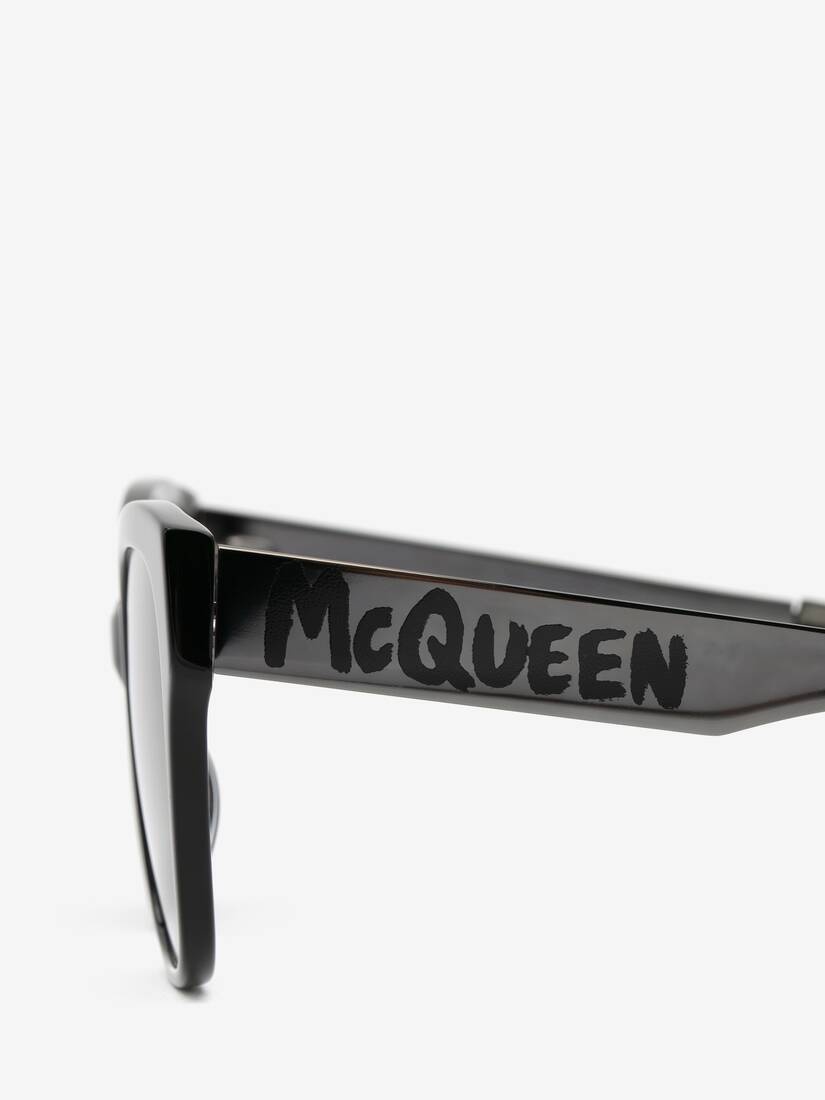 Mcqueen Graffiti Bi-colour Sunglasses in Ruthenium - 4