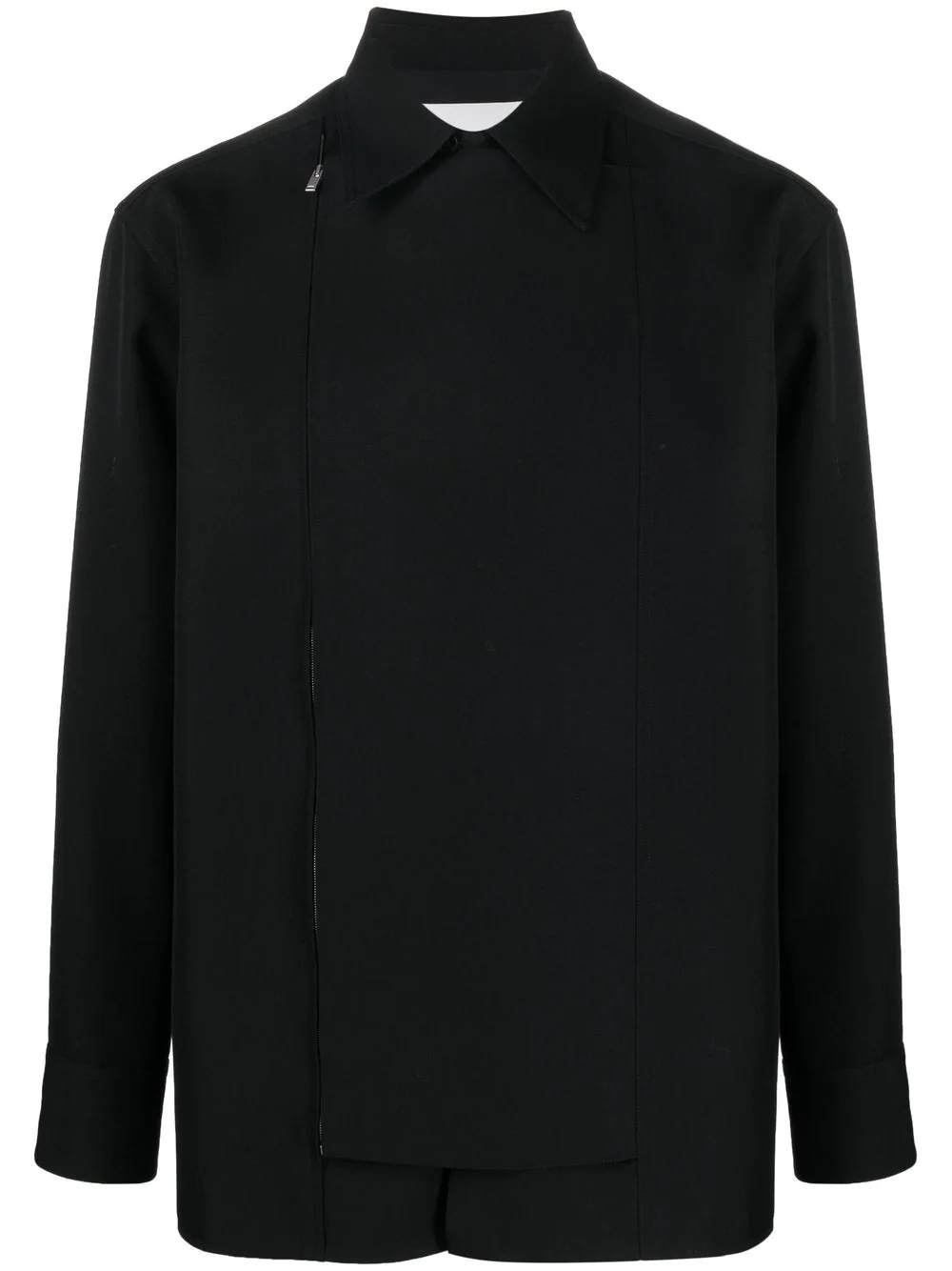 off-centre zip wool shirt - 1