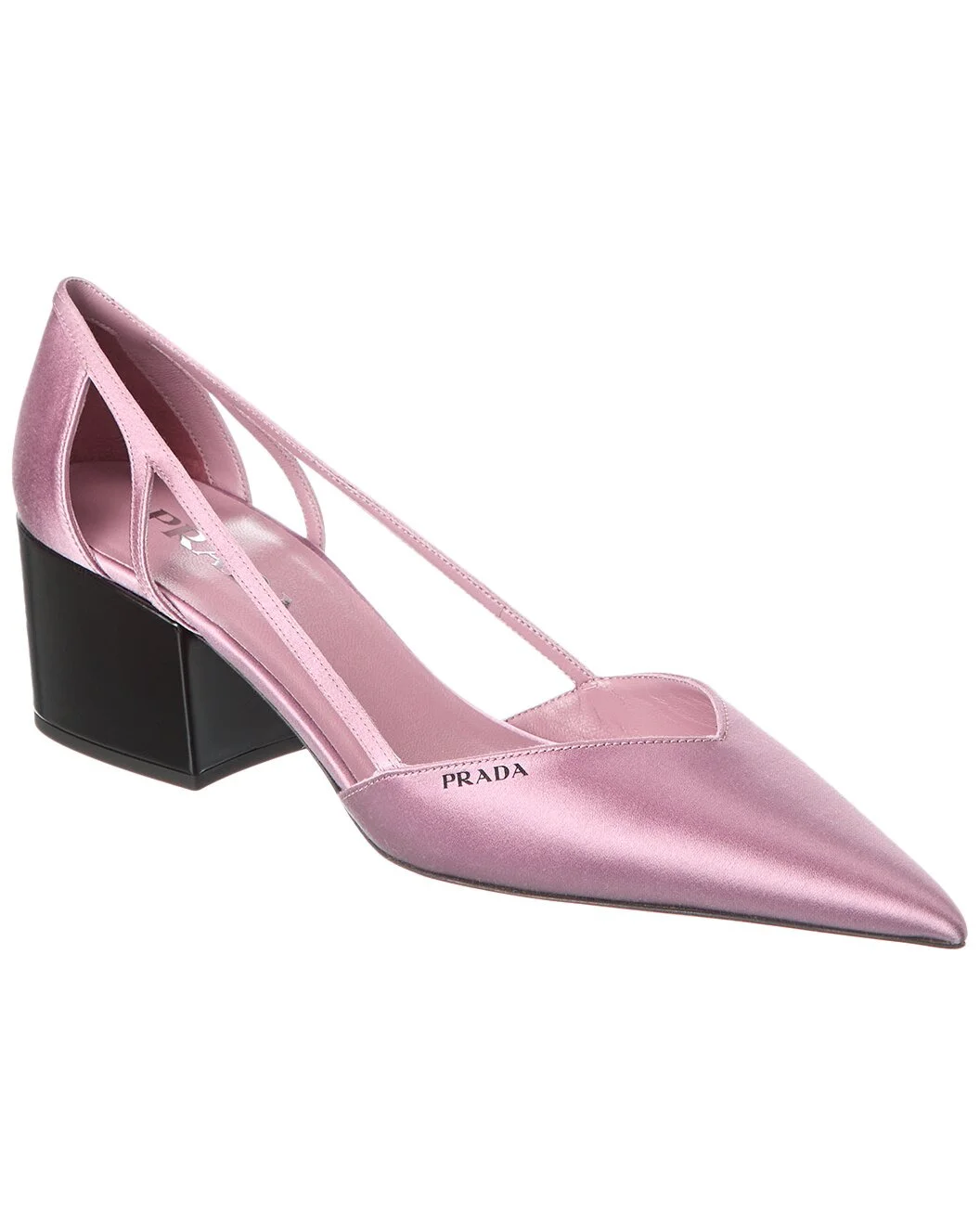 Prada Cutout Satin Pointy-Toe Pump - 1