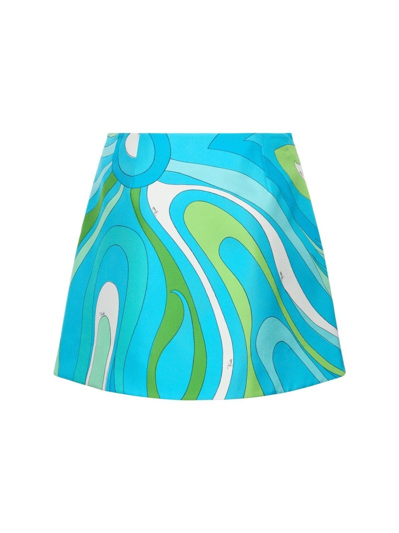 Printed silk twill mini skirt - 5