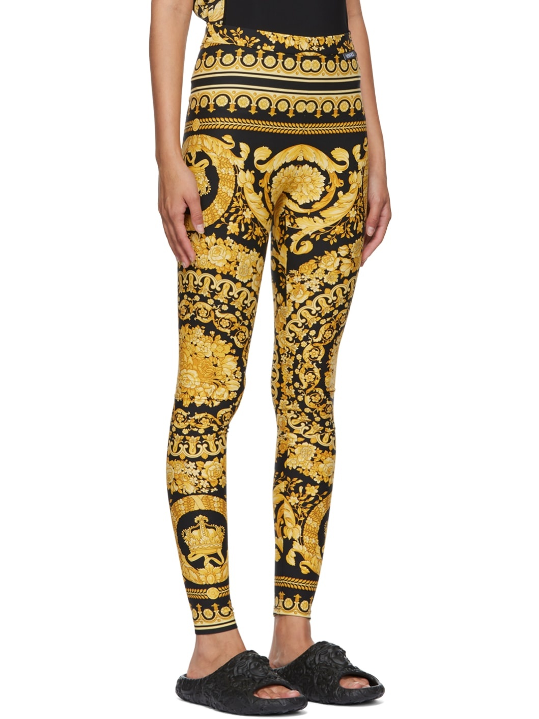 Black & Gold Barocco Leggings - 2