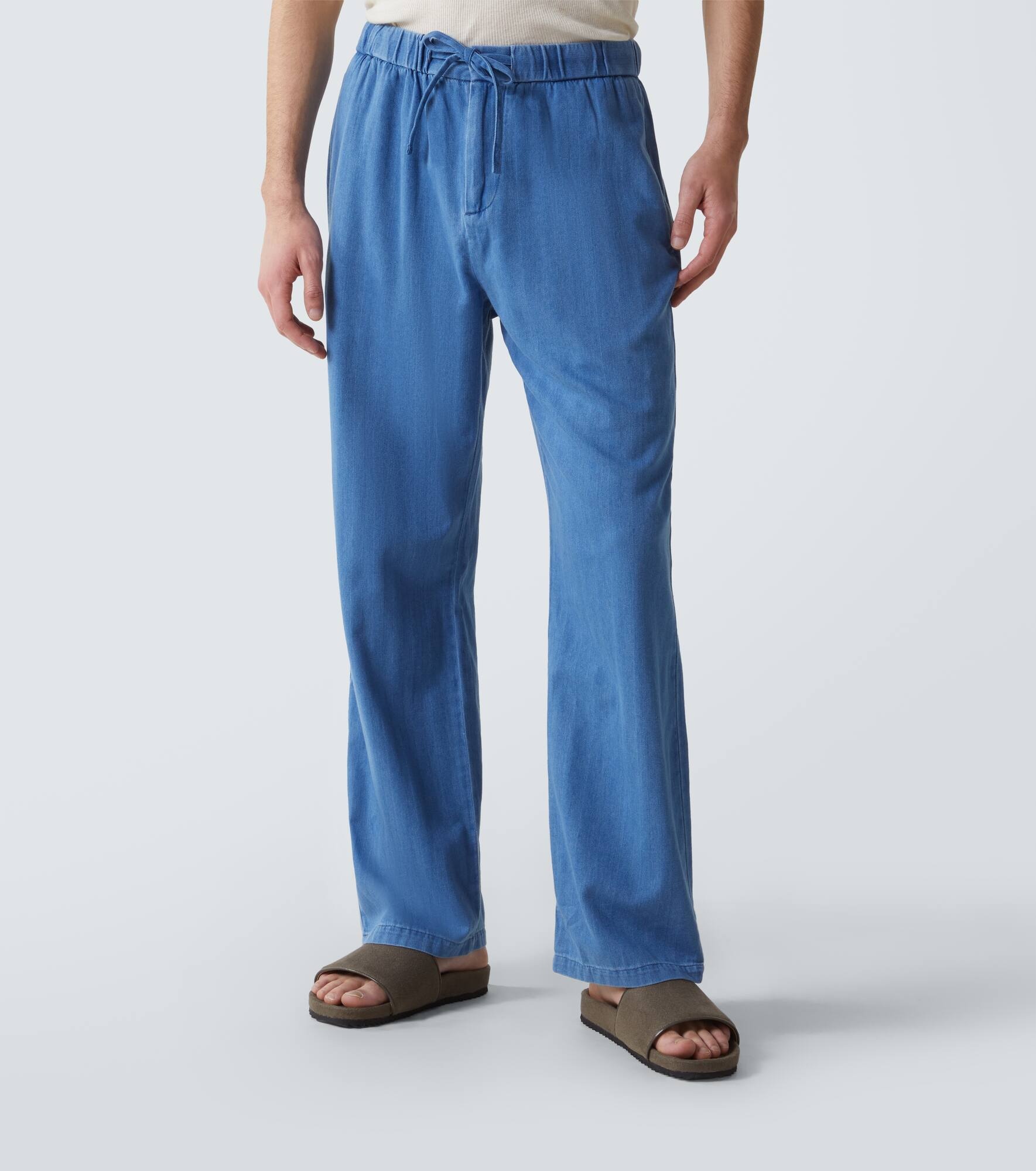 Rocha herringbone cotton twill wide-leg pants - 3