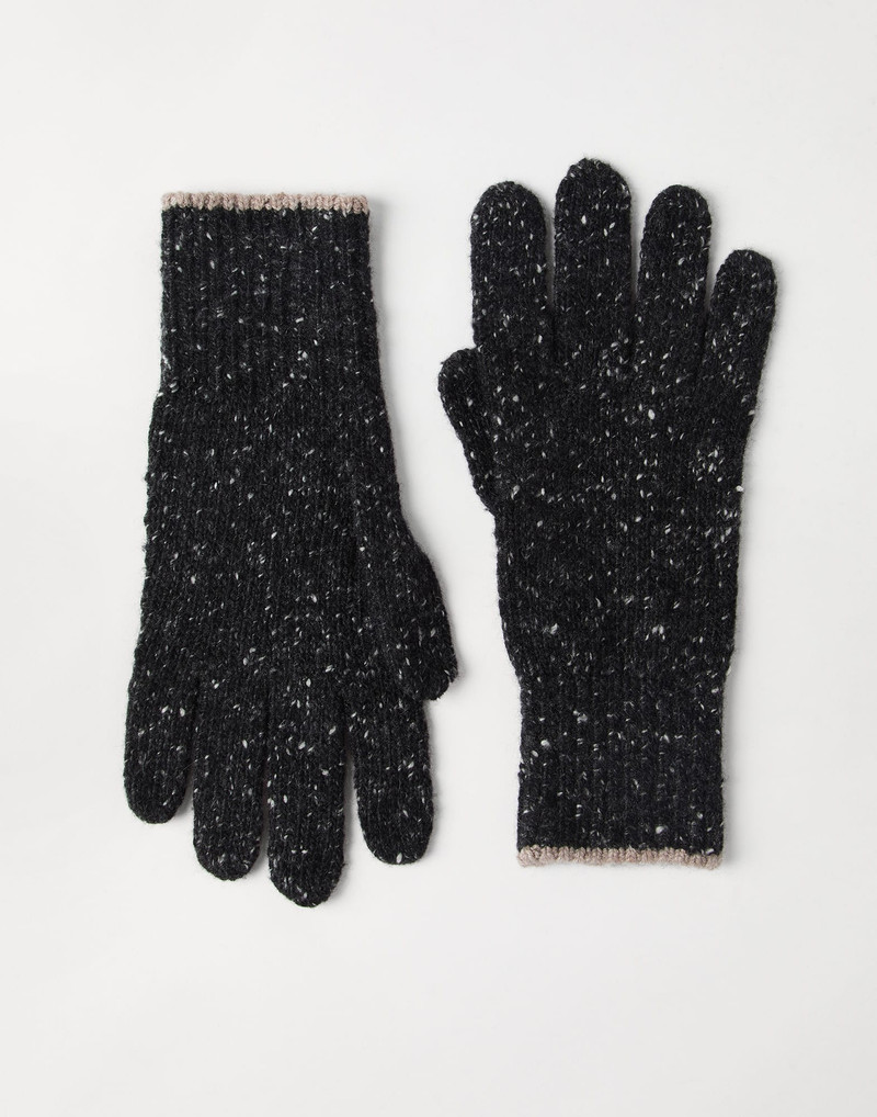 Flecked cashmere knit gloves 1