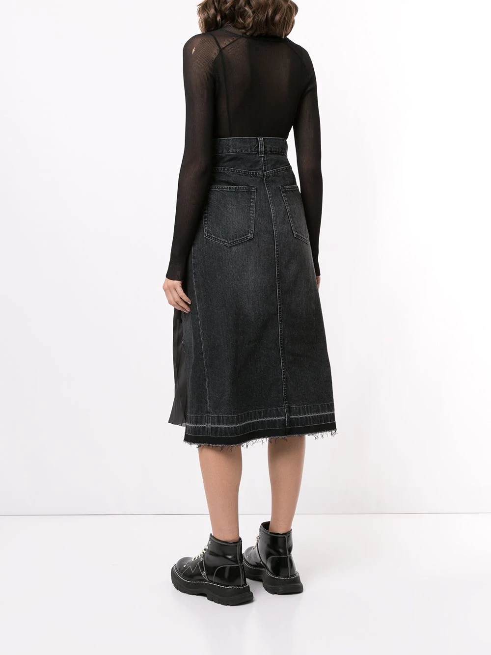 asymmetric denim midi skirt - 4