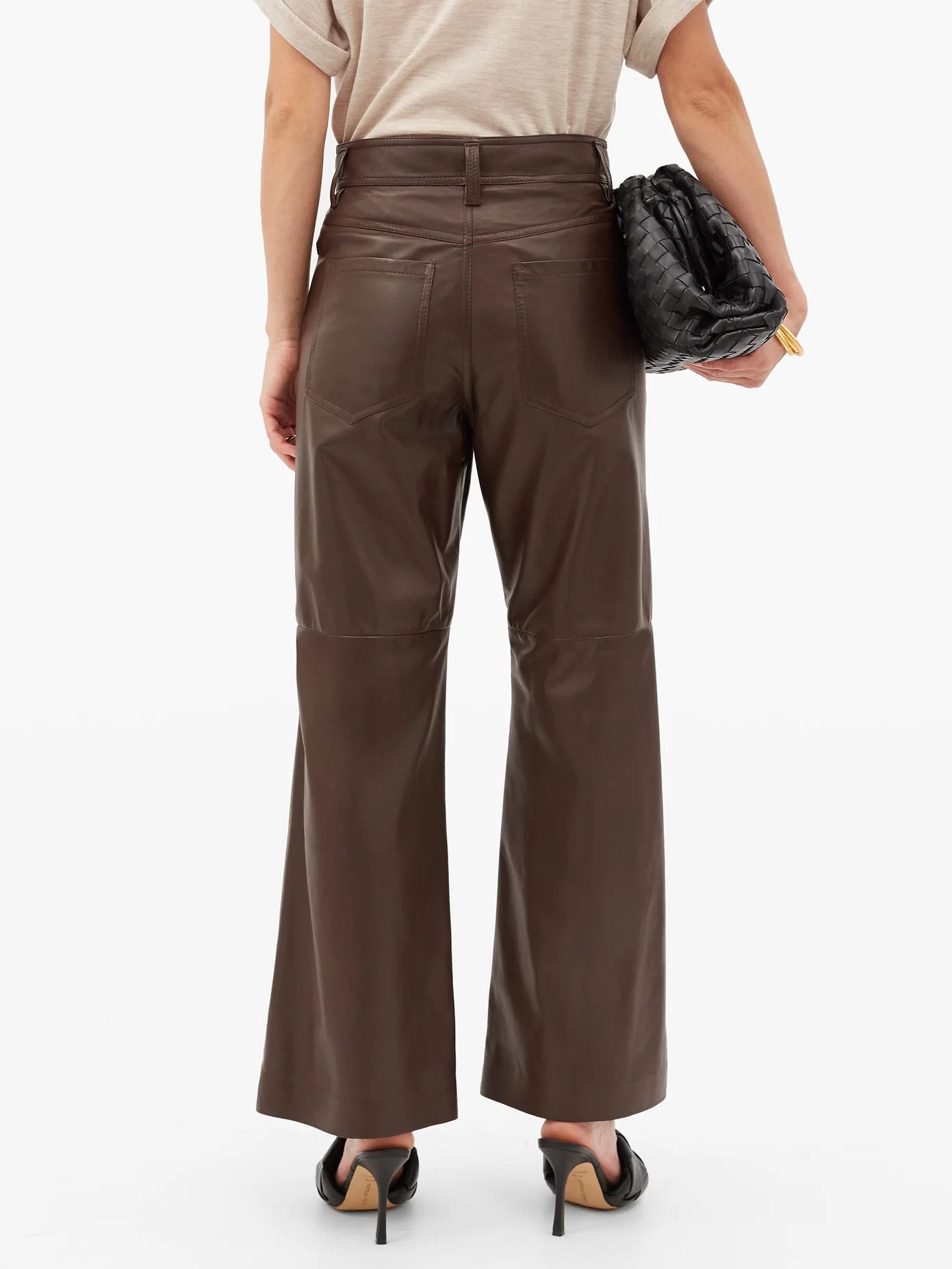 Wide-leg leather trousers - 5