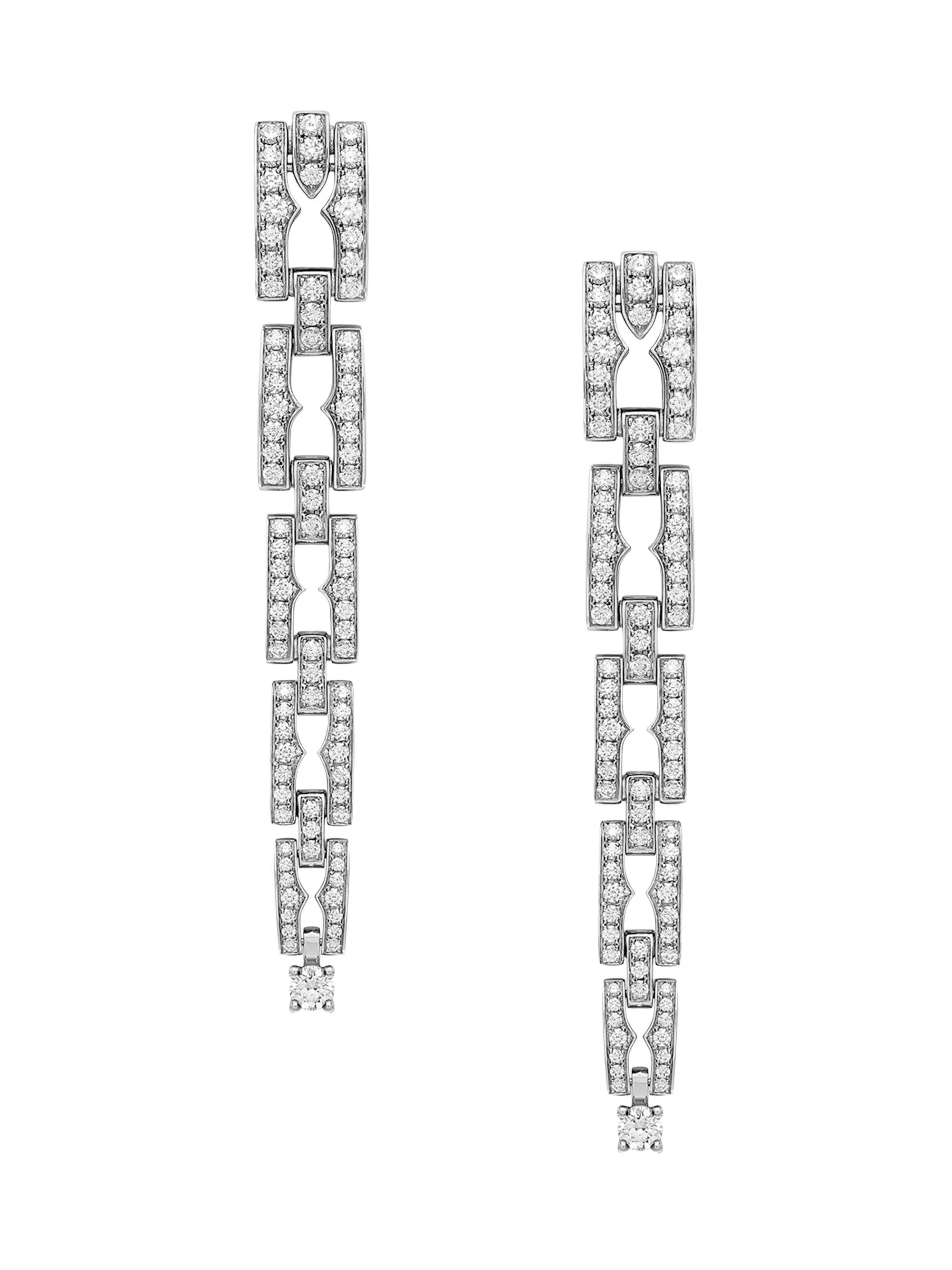 Women's B. zero1 18K White Gold & 1.41 TCW Diamond Chain Earrings - White Gold - 1