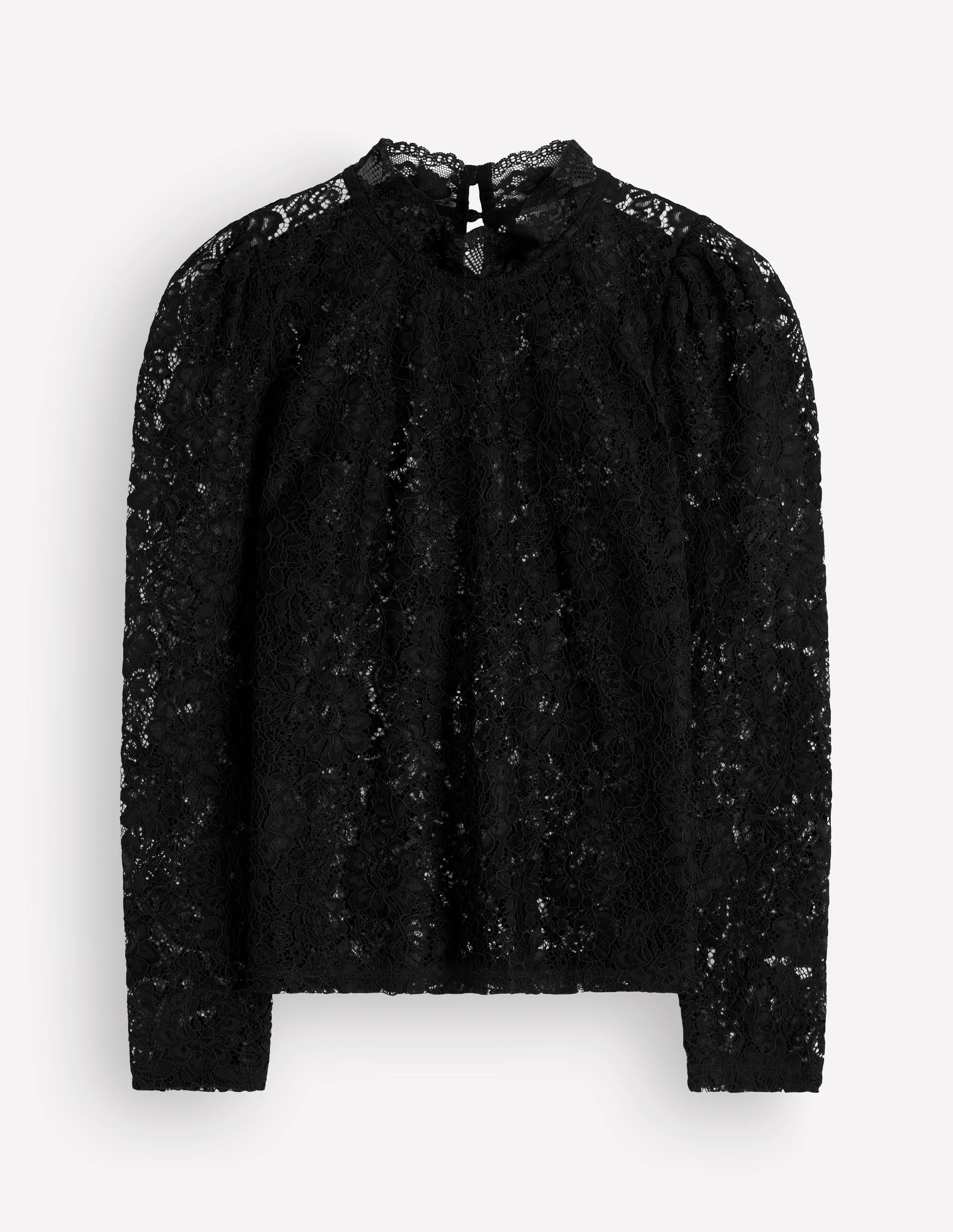 Lace Detail Top-Black - 1