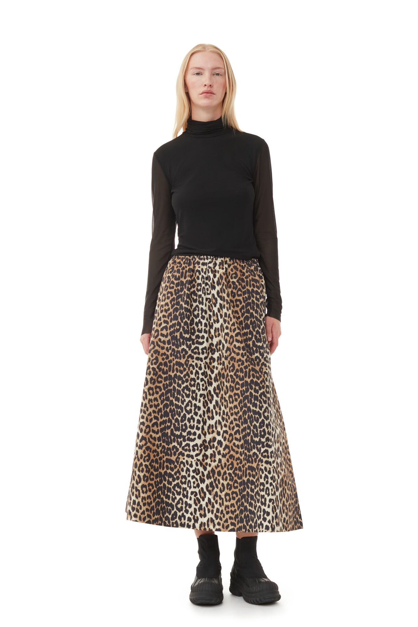 LEOPARD PRINTED ELASTICATED MAXI SKIRT - 2