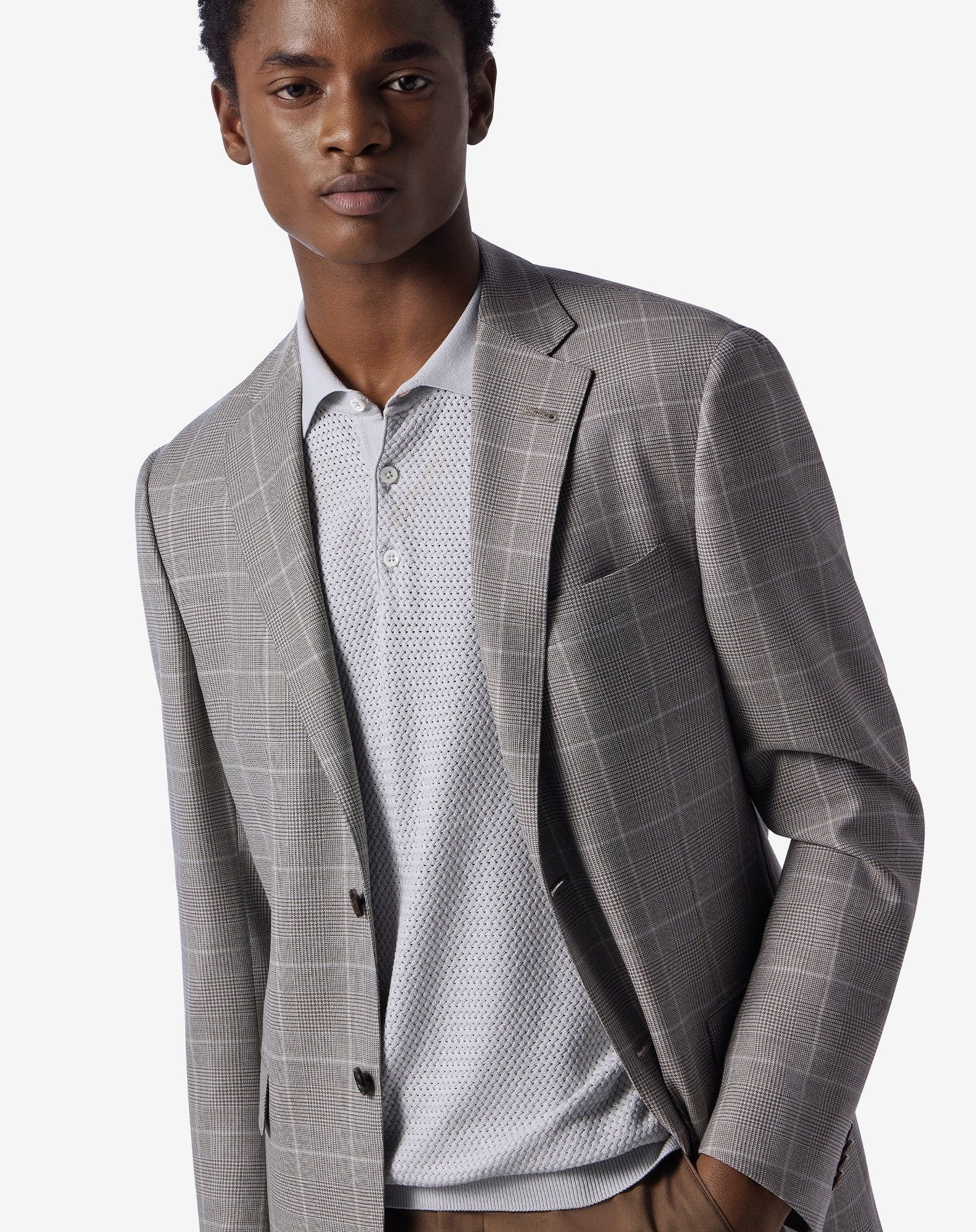 Grey wool, silk and linen jacket - 4