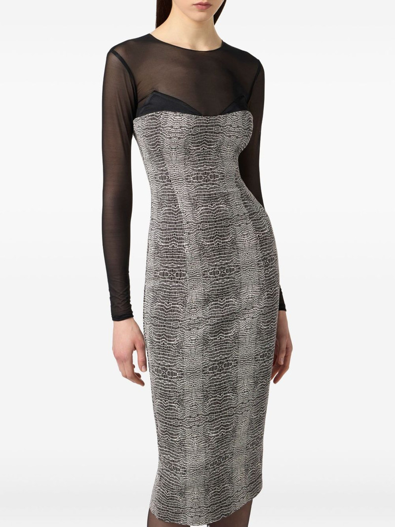 python-print mesh-insert midi dress 4