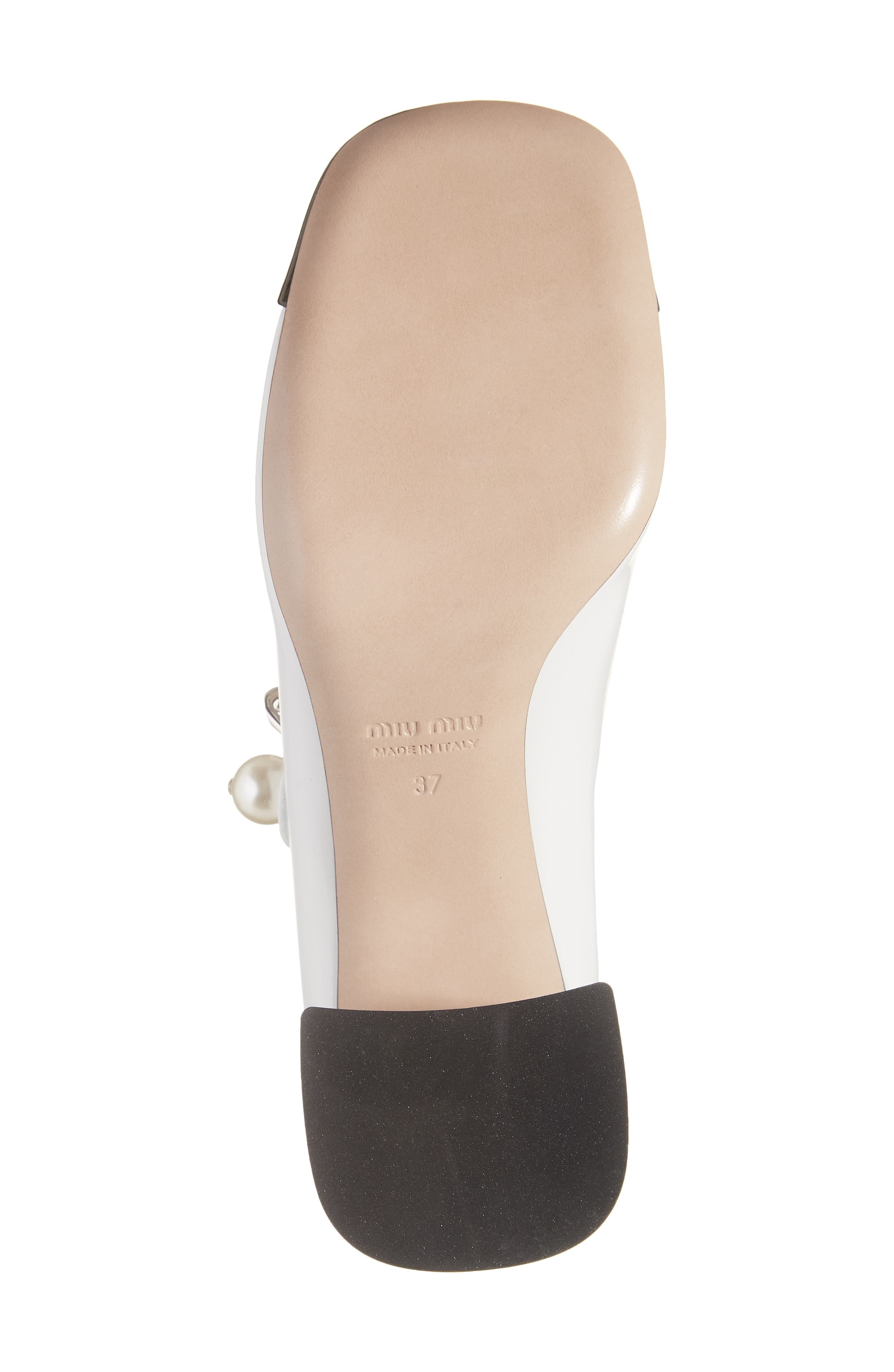Miu Miu Chain Strap Mary Jane Pump in White/Black at Nordstrom - 6