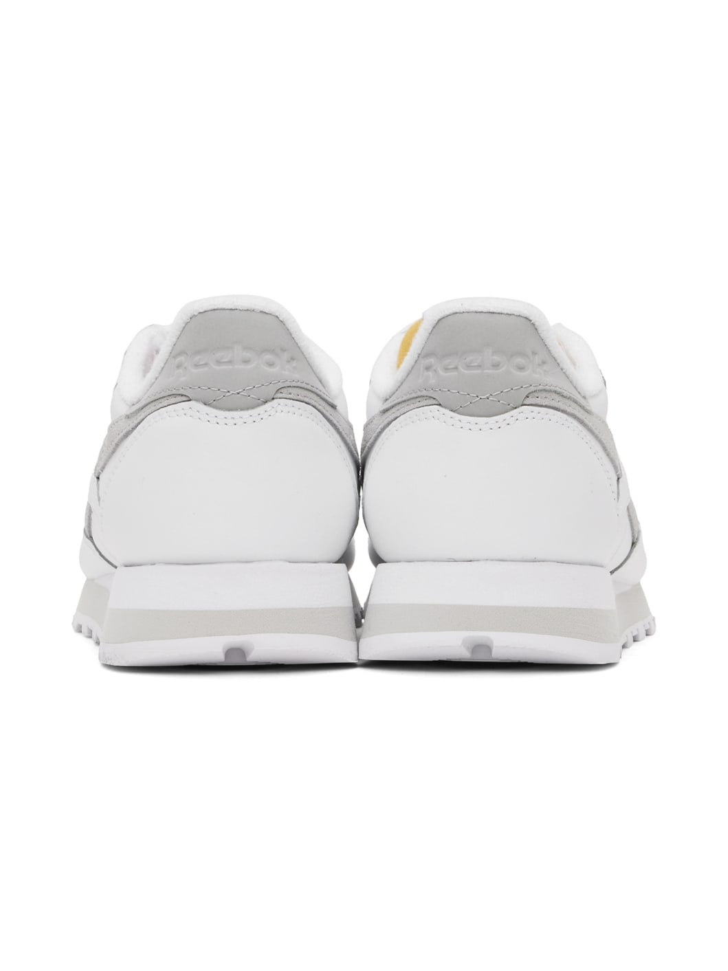 White & Gray Classic Leather Sneakers - 2