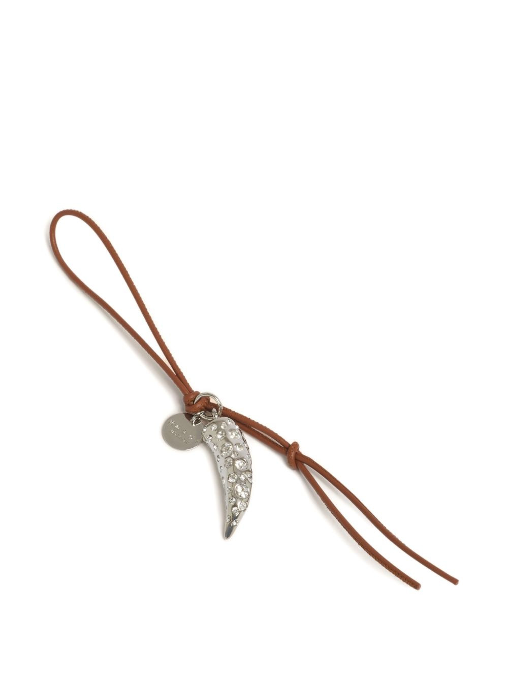 leather crystal-embellished keyring - 2