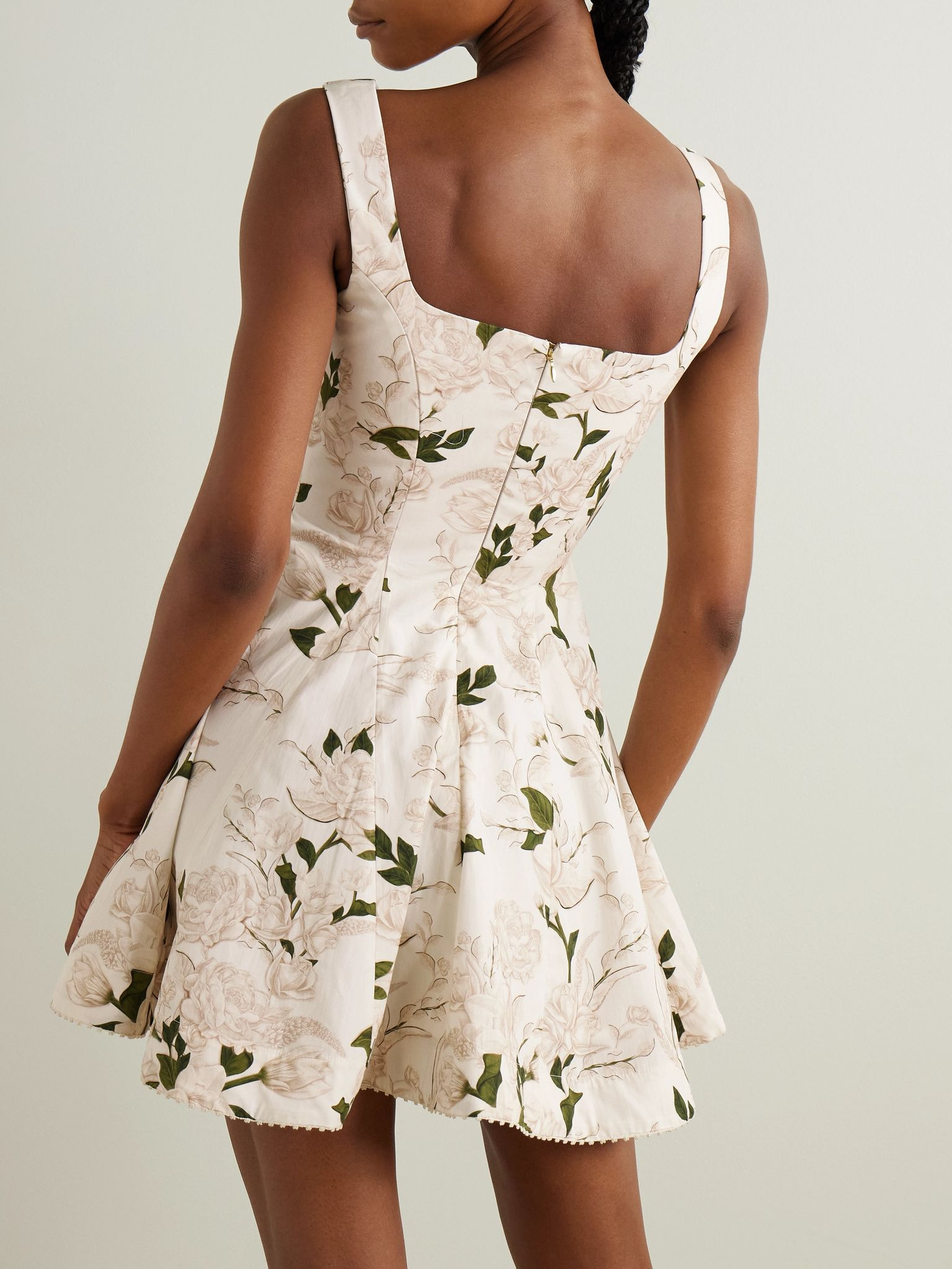 Gardenia floral-print cotton mini dress White - 3