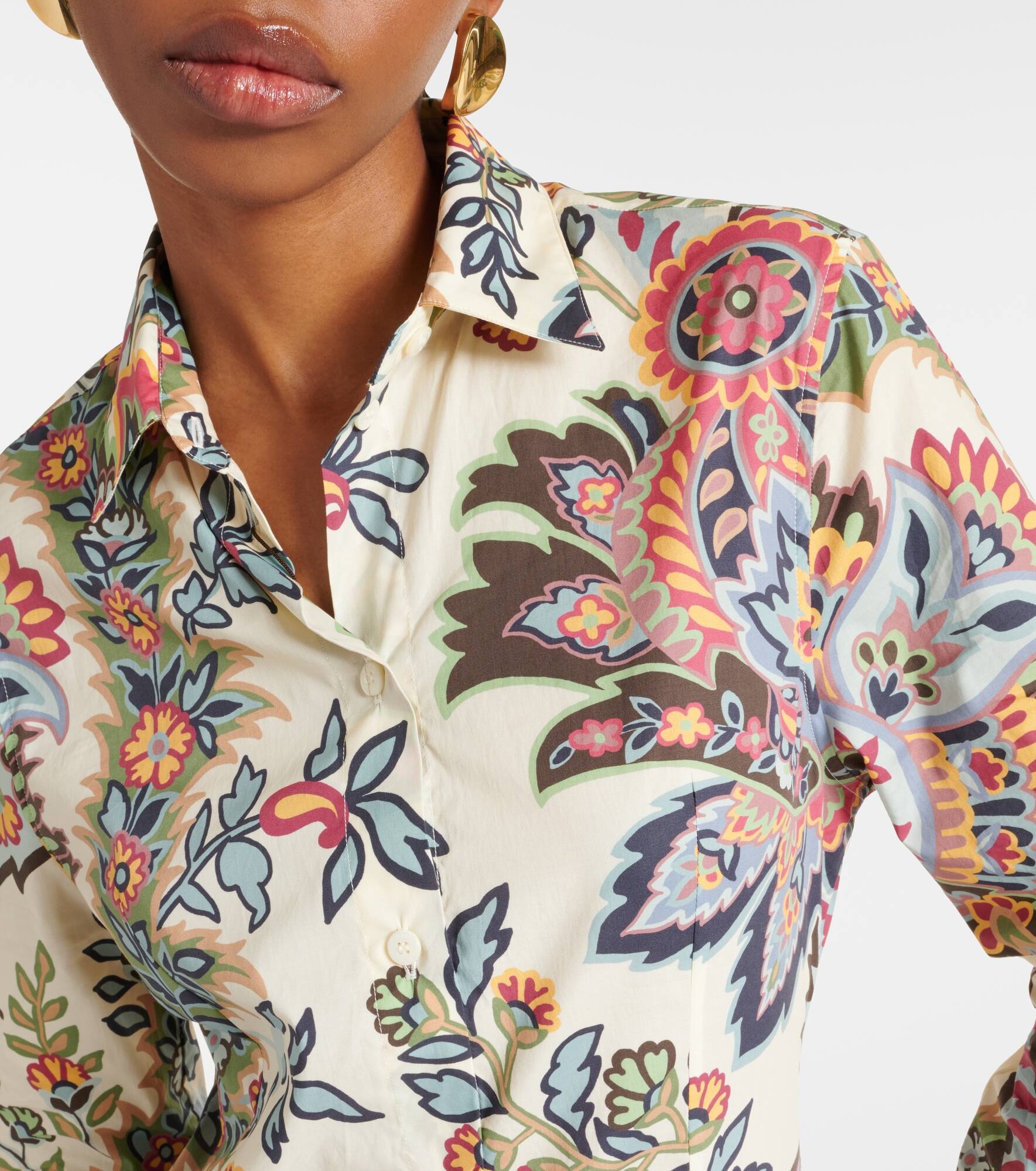 Floral cotton-blend shirt - 4