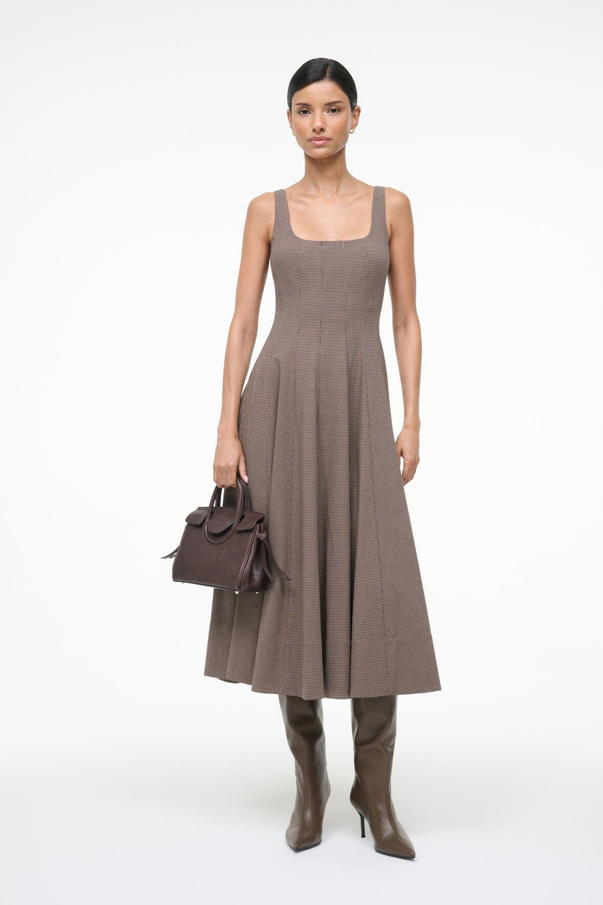 STAUD WELLS DRESS HOUNDSTOOTH - 5