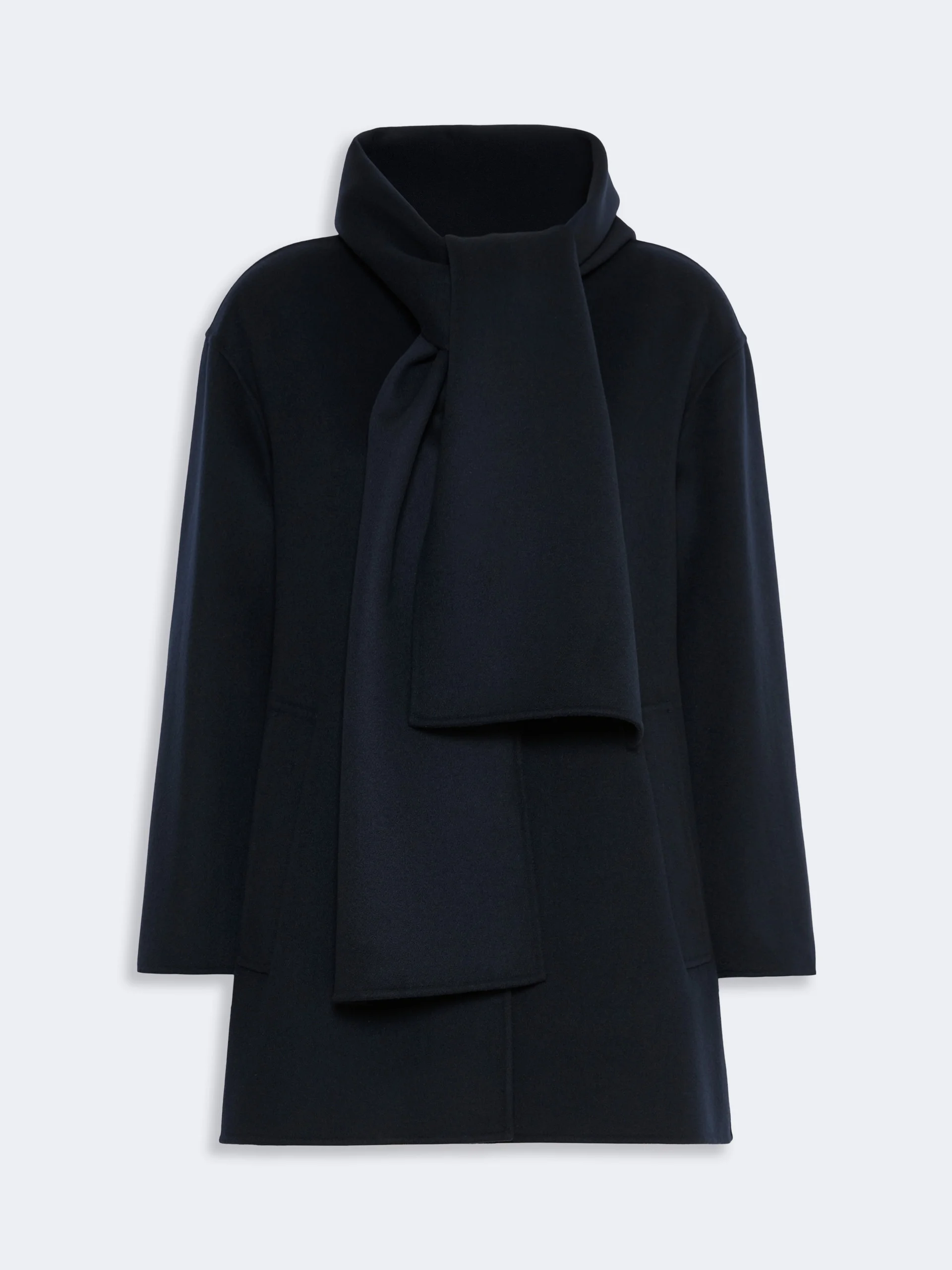 ALICIA Short wool coat with scarf - MIDNIGHTBLUE - 1