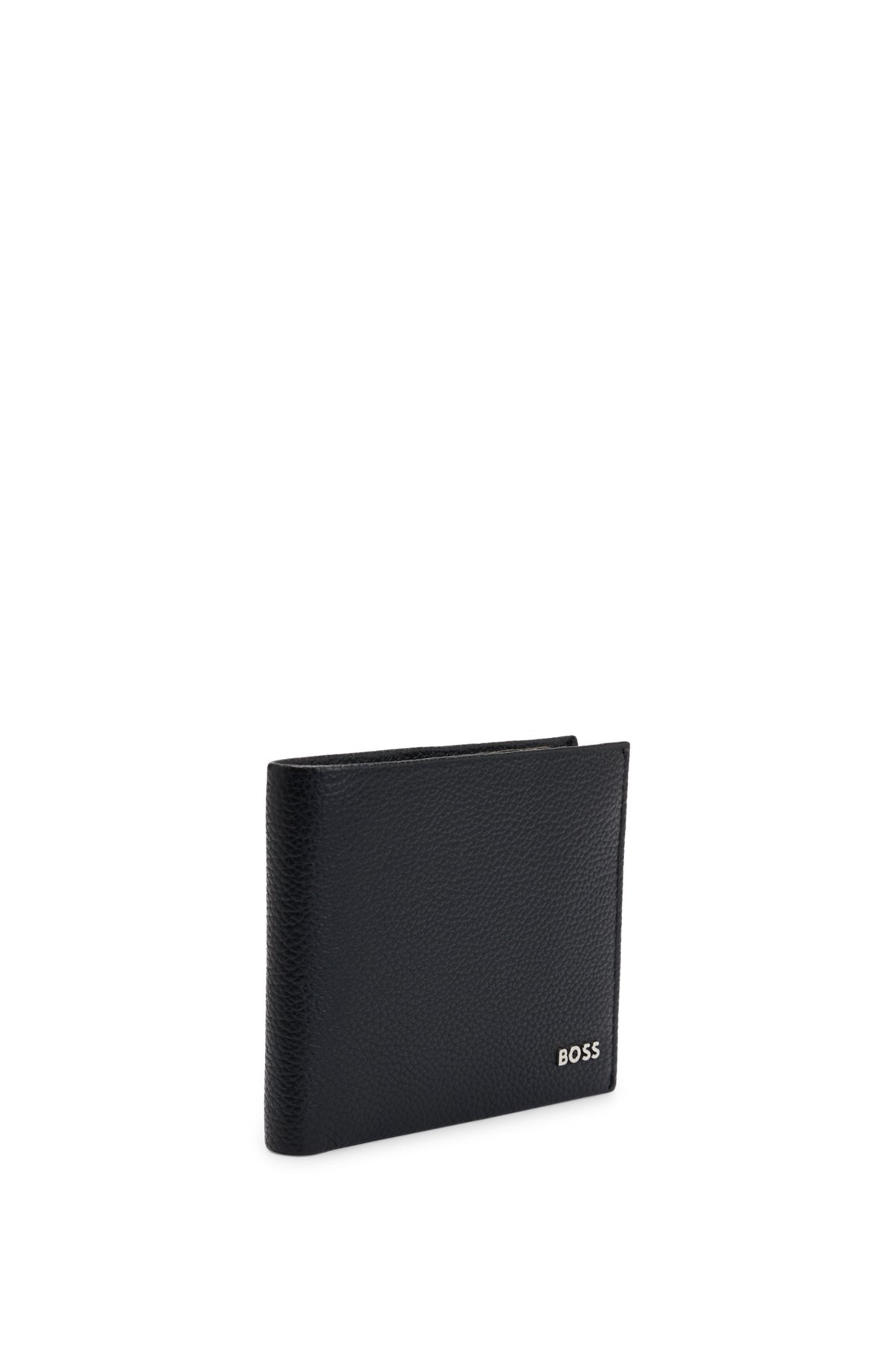 GRAINED-LEATHER WALLET WITH SILVER-TONE LOGO LETTERING - 4