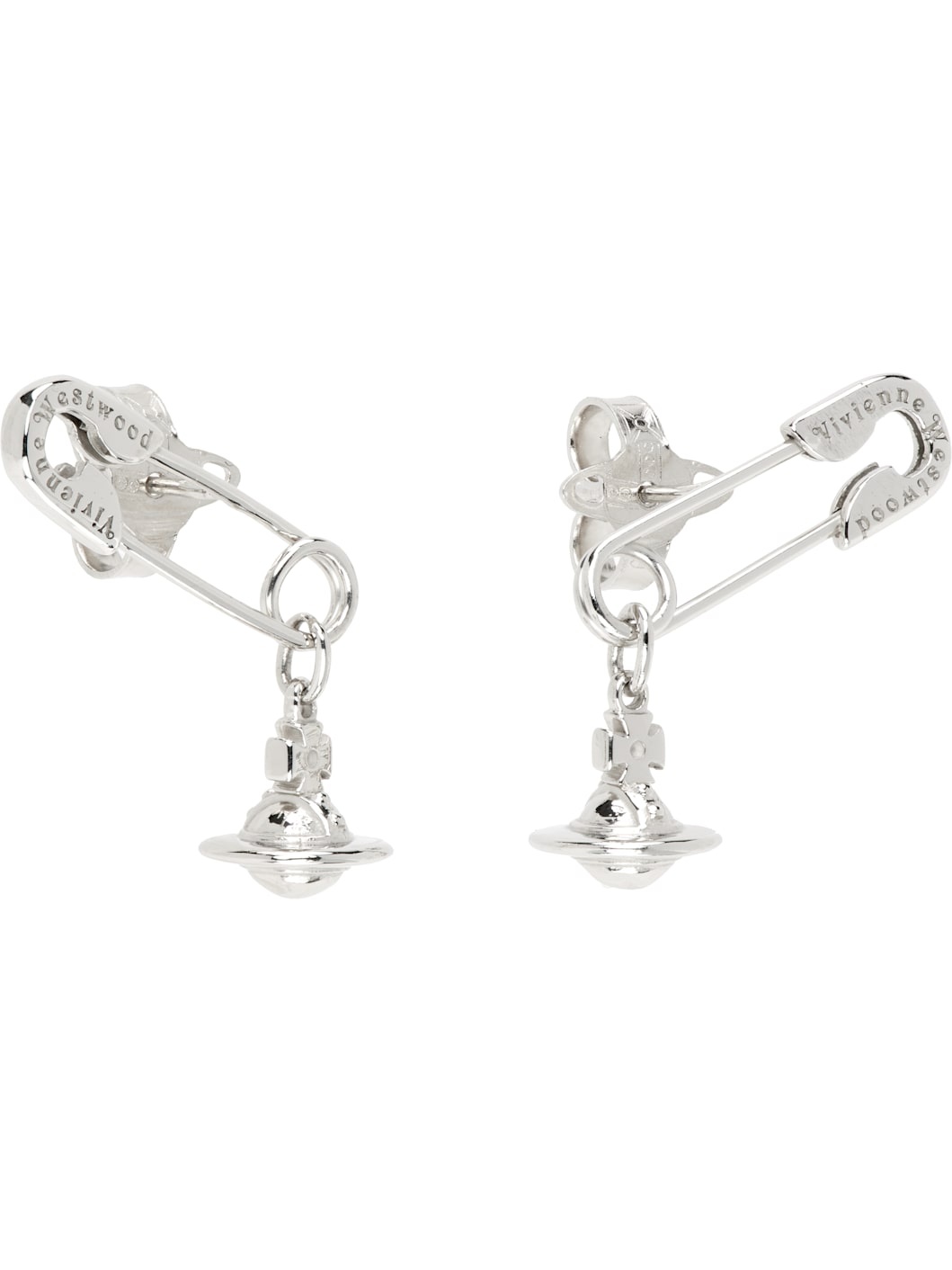 Silver Safety Pin Earrings - 2