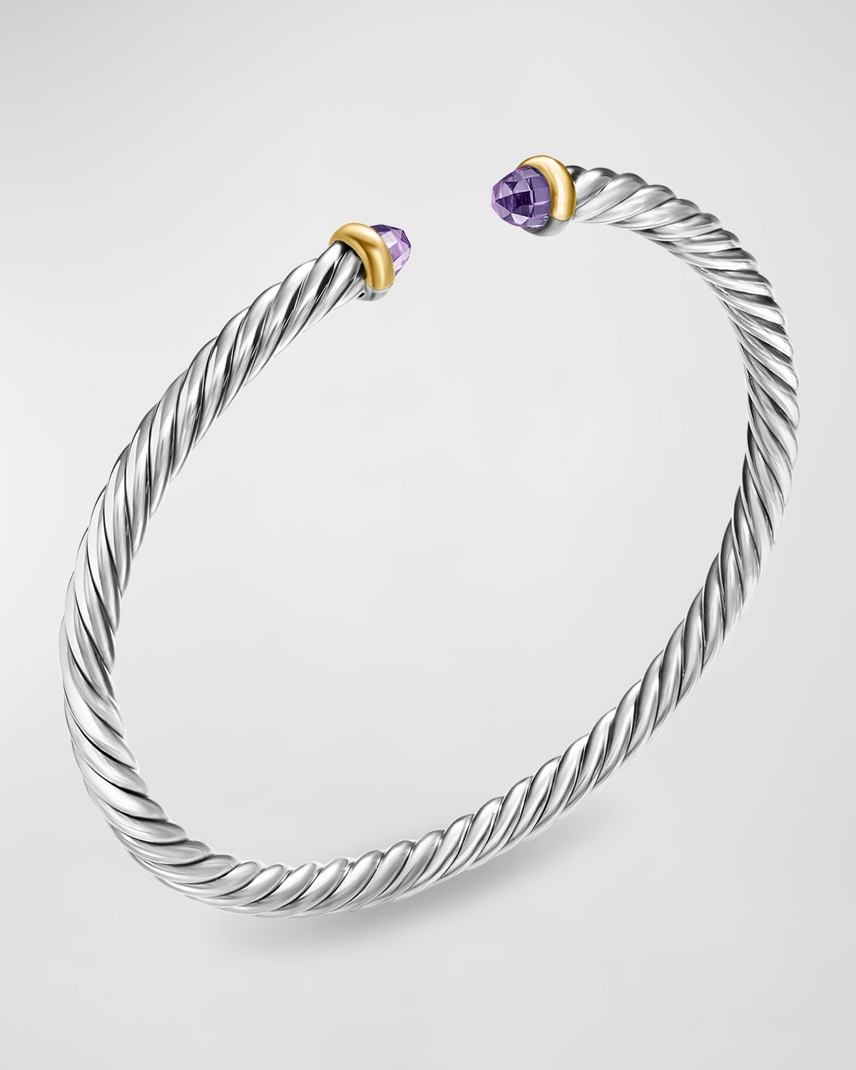 Cable Flex Bracelet with Gemstone in Silver and 14K Gold - 3