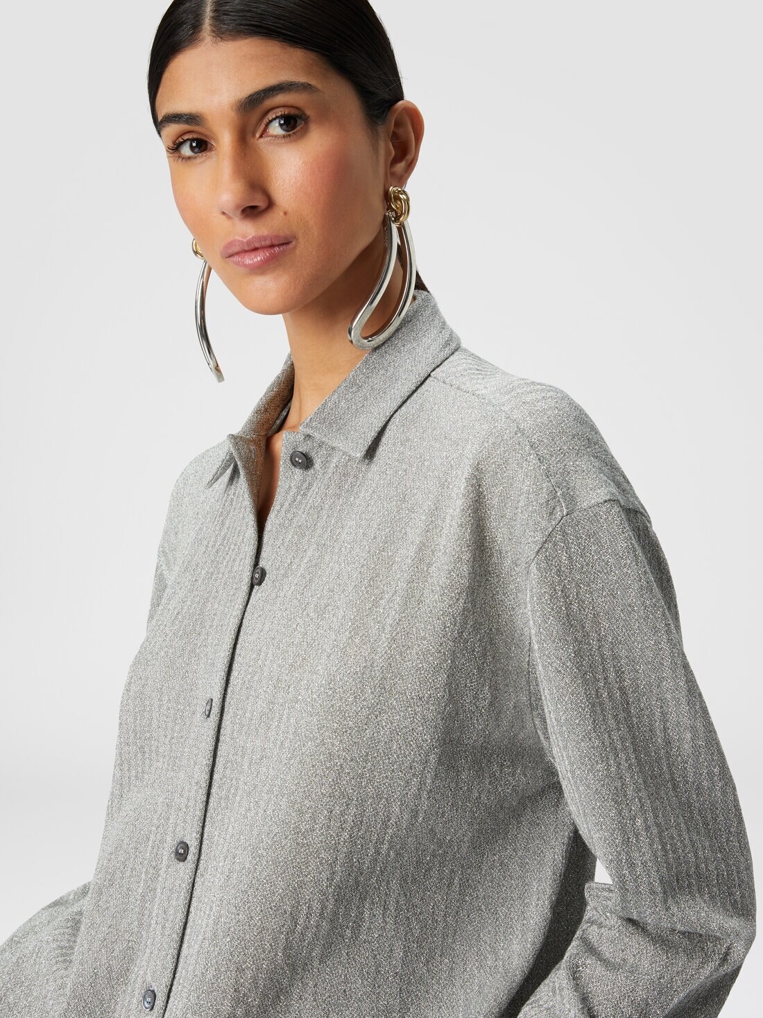 Cotton and viscose lamé oversized shirt - 5