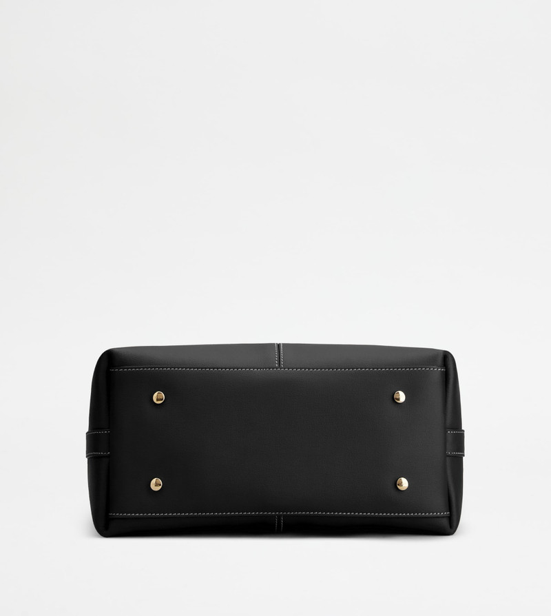 TOTE SHOPPING BAG IN LEATHER SMALL - BLACK 3