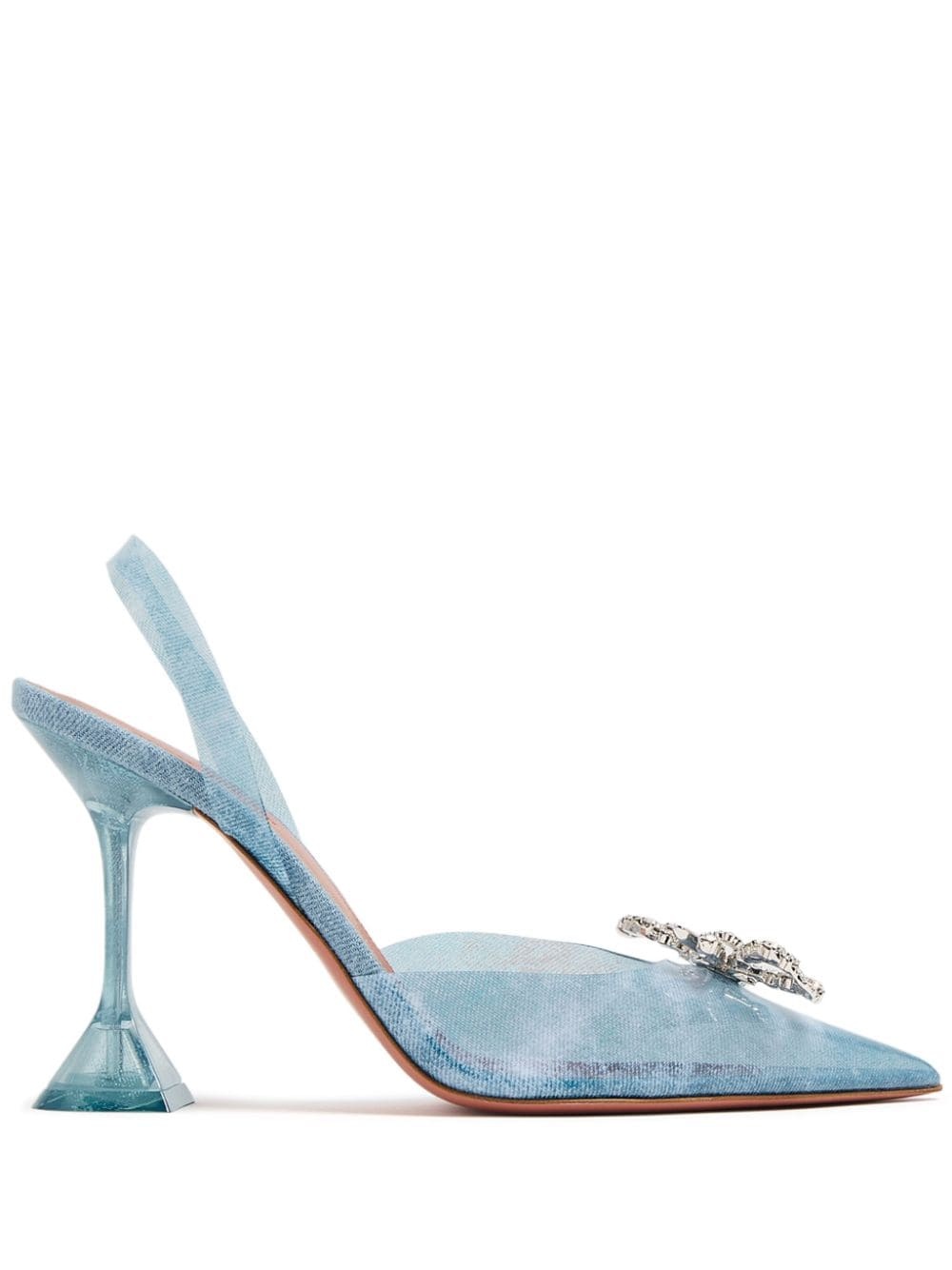 Blue 95mm bow-detail pumps - 1