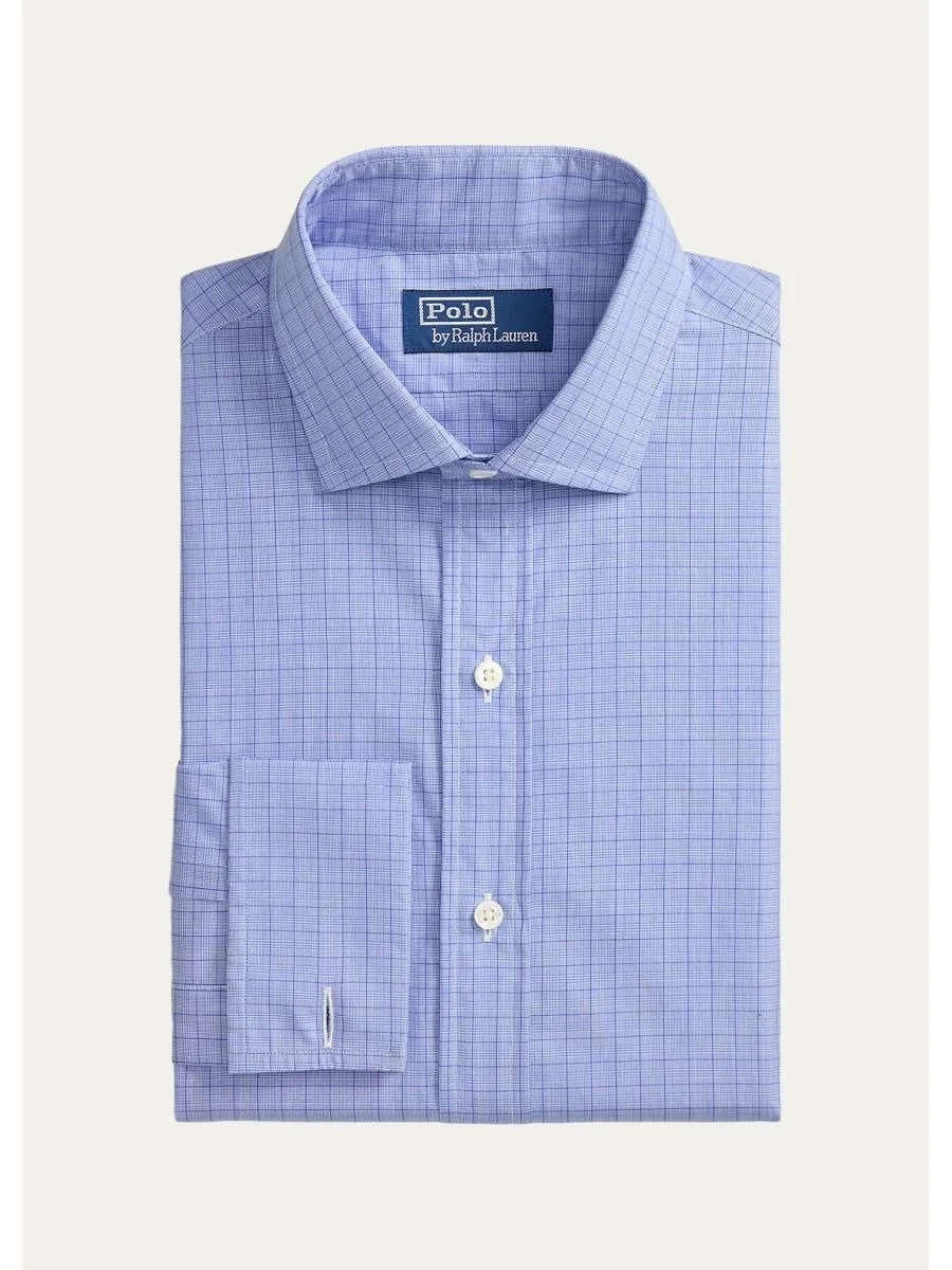 Men's Cotton Plaid Custom Fit French Cuff Dress Shirt - 1