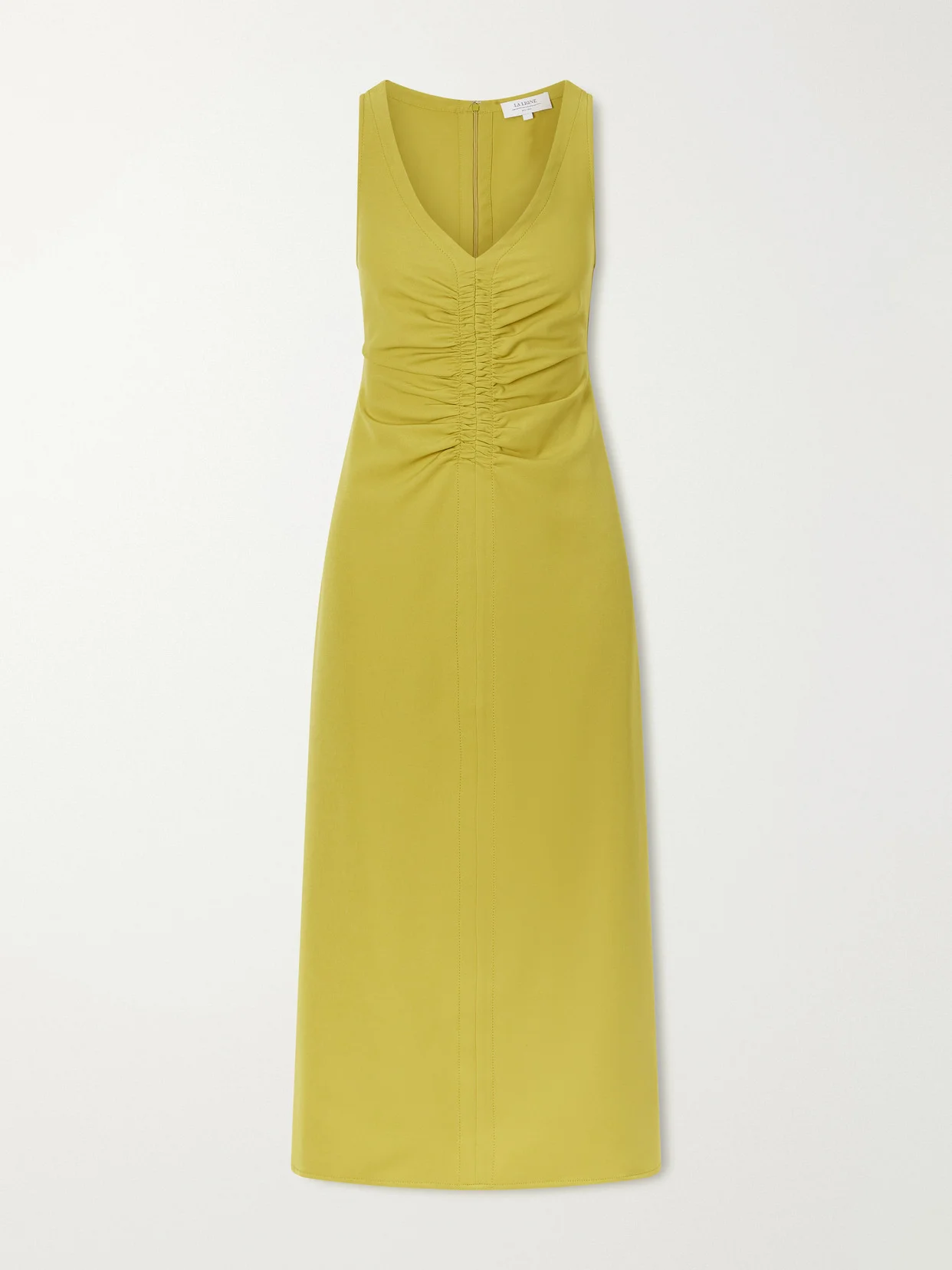 Noemi Gathered Recycled-crepe Midi Dress - 1