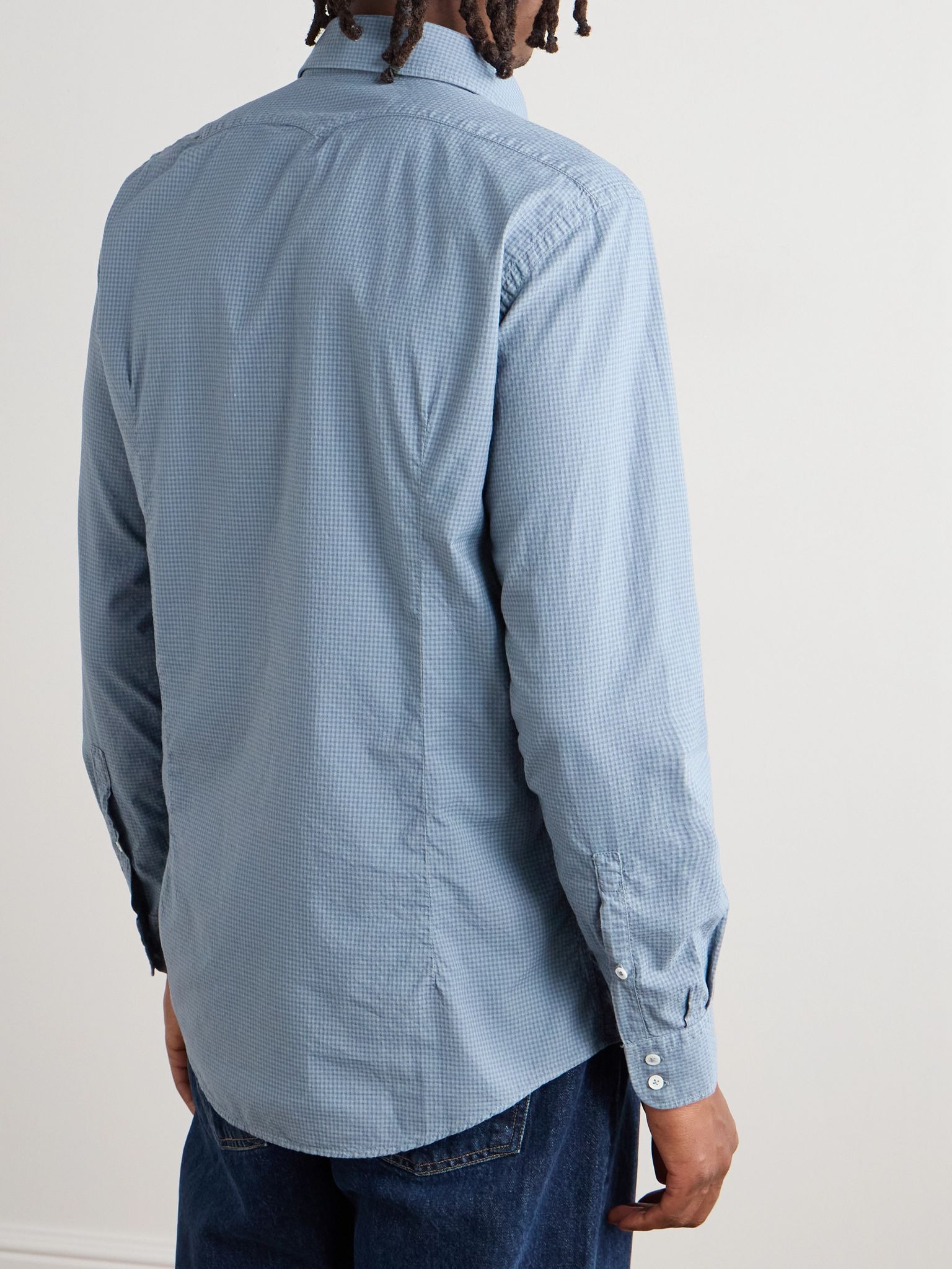Canary Checked Cotton Shirt Blue - 4