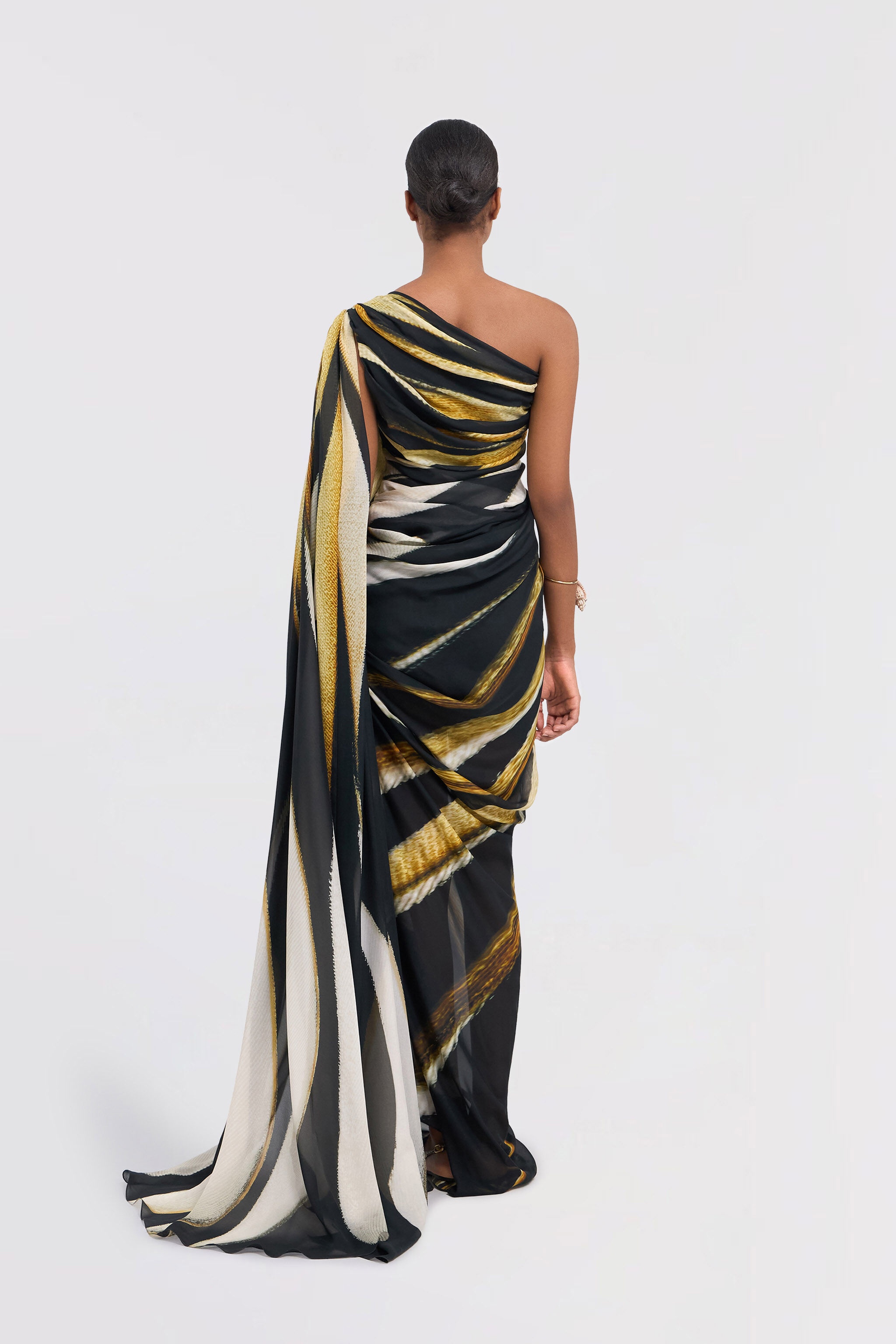 Ray Of Gold Print Silk Maxi Dress - 4