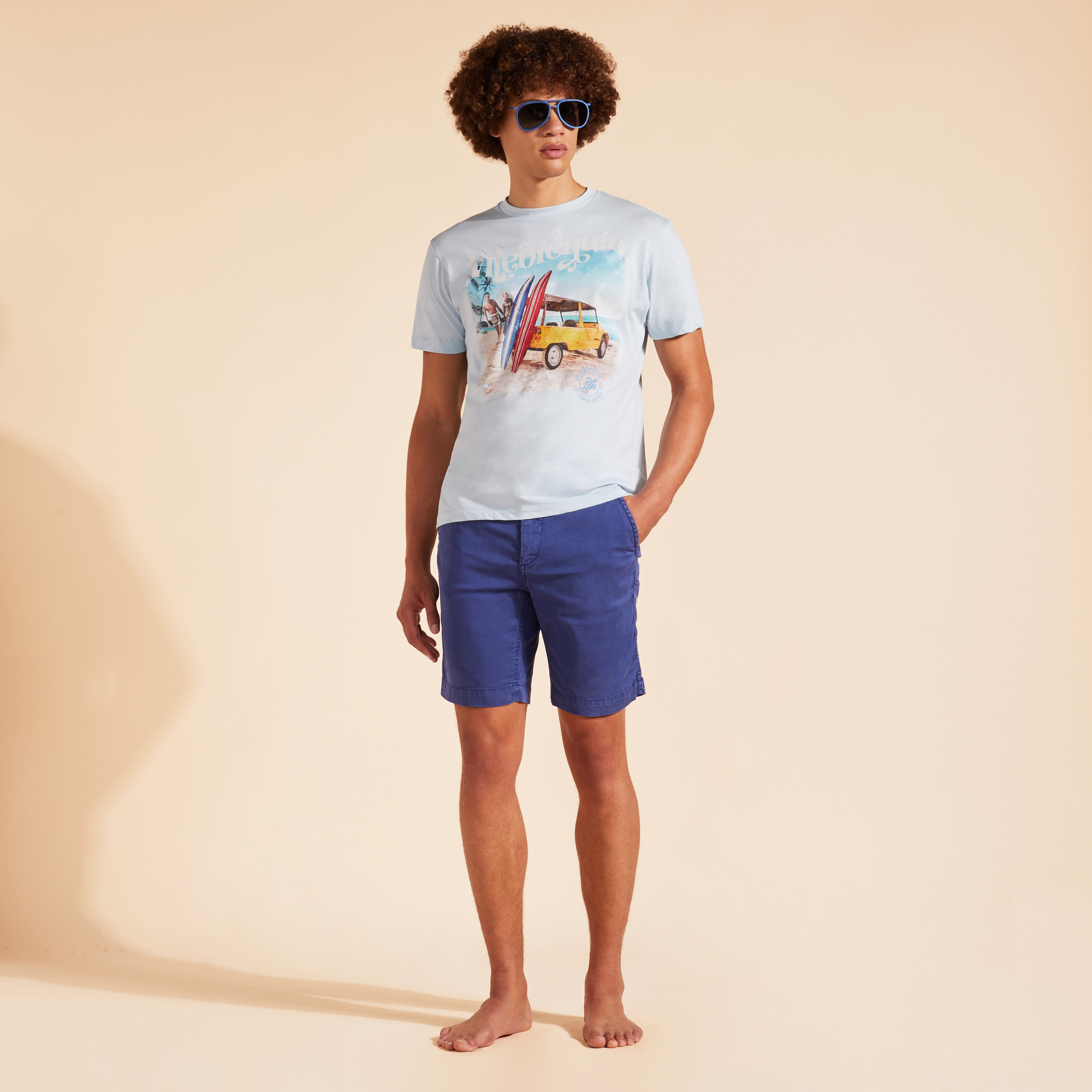 Men Cotton T-Shirt Surf and Mini Moke - 5