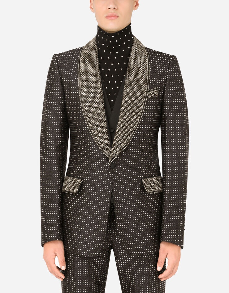 Three-piece jacquard Casinò-fit suit with rhinestones - 4