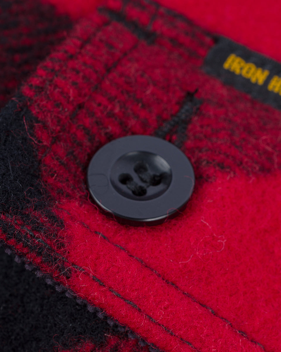 IHW-20-RED Wool Buffalo Check Bush Jacket - Red - 14