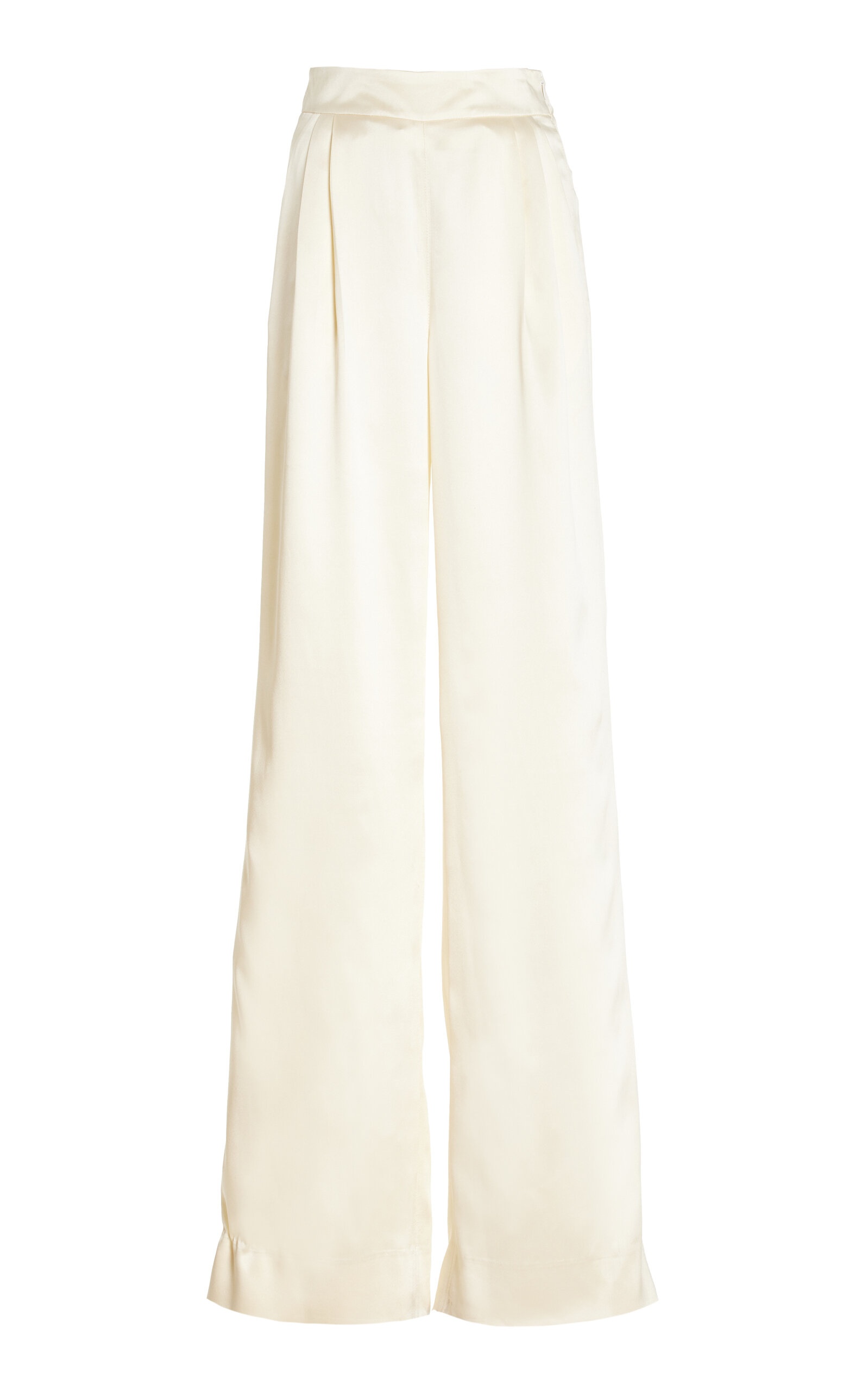 Relaxed Silk Wide-Leg Pants ivory - 2