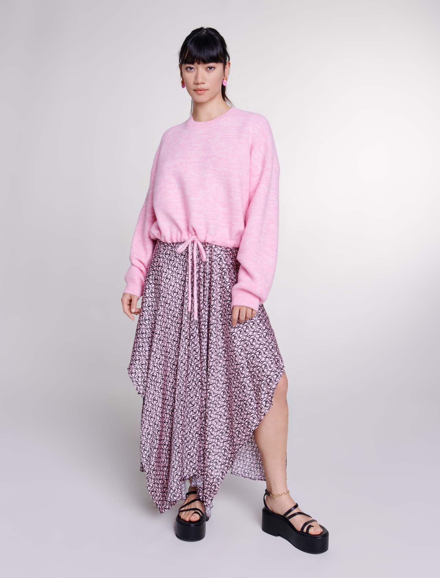Cropped knit jumper with drawstring - 3