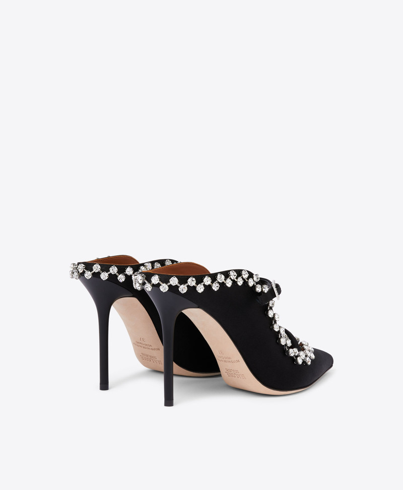 Gala 100 Black Satin Mules 3
