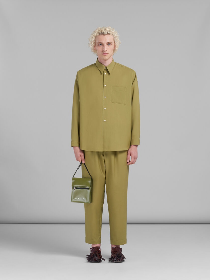GREEN POUCH WITH SHOELACE STRAP - 2
