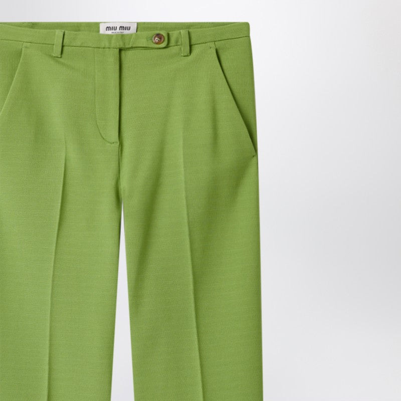 Miu Miu Green Trousers In Knit Fabric Stitch Women - 2