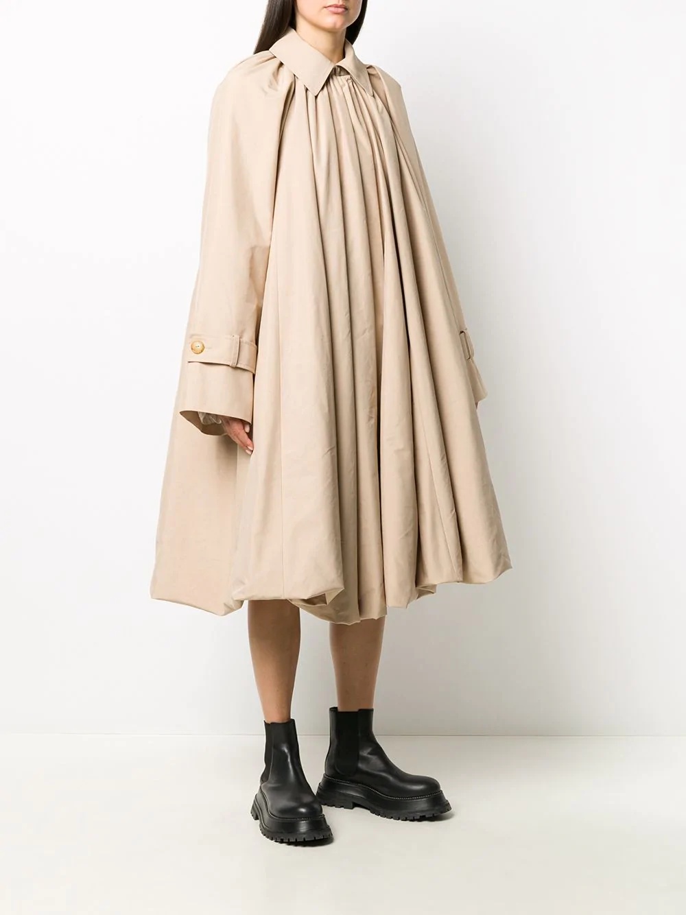 oversized pleated coat - 3