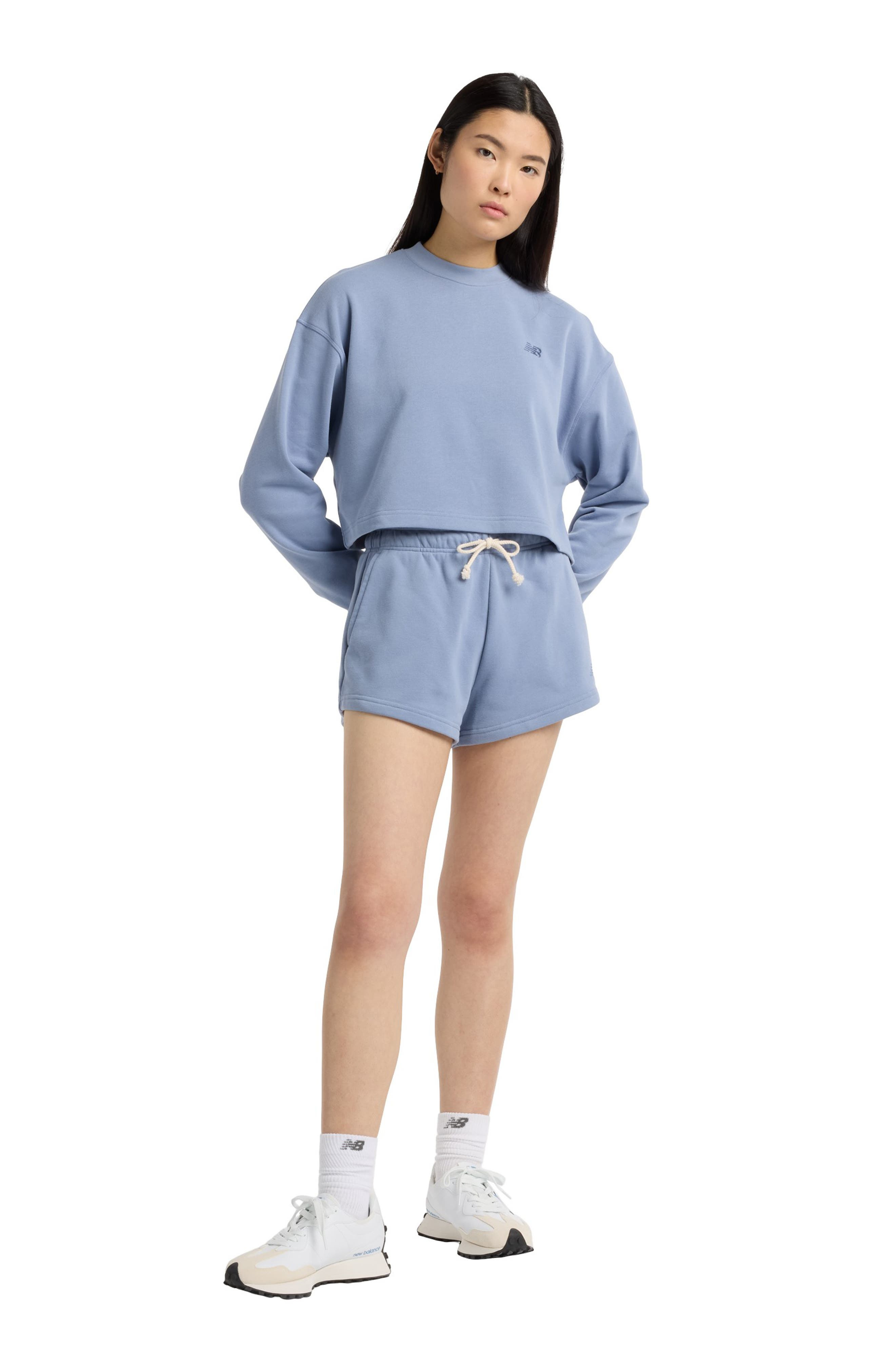 New Balance Coastal Fleece Oversize Crop Crewneck Sweatshirt in Dusk Shower at Nordstrom - 7