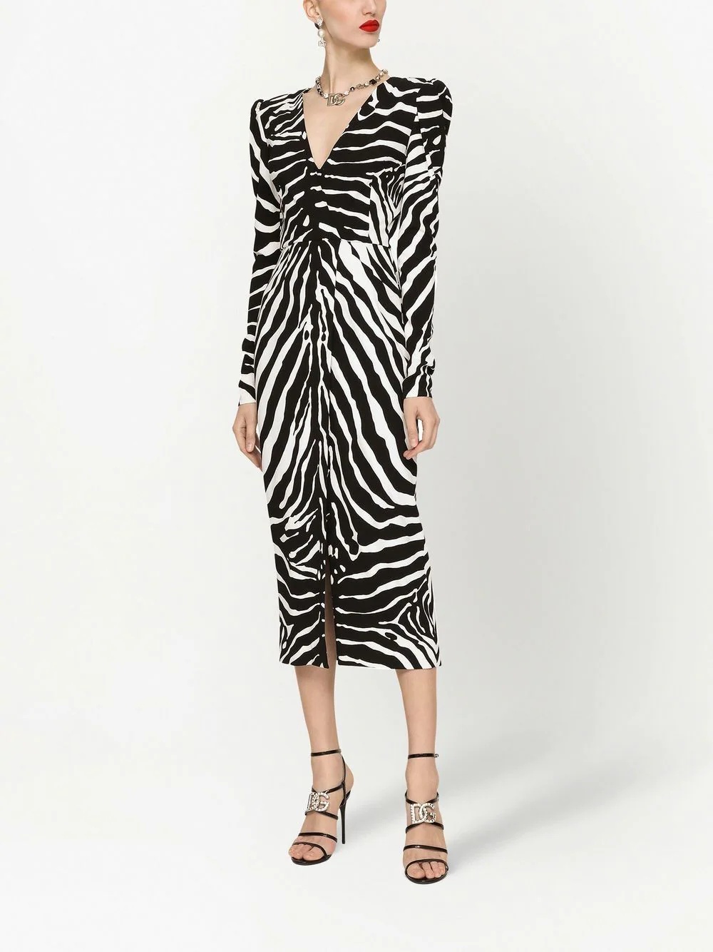 zebra-print long-sleeve dress - 3