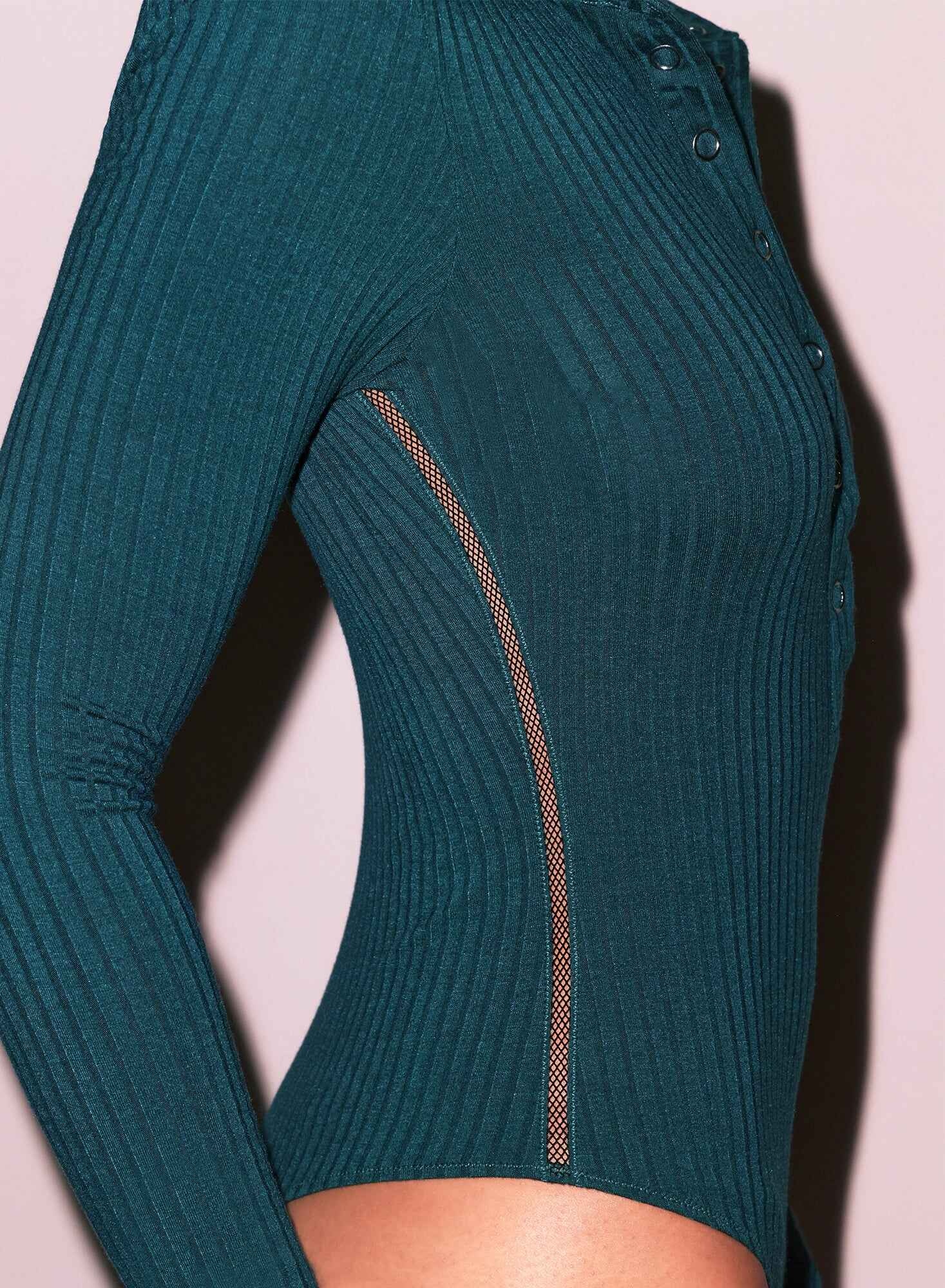 Rib Collared Bodysuit - 6