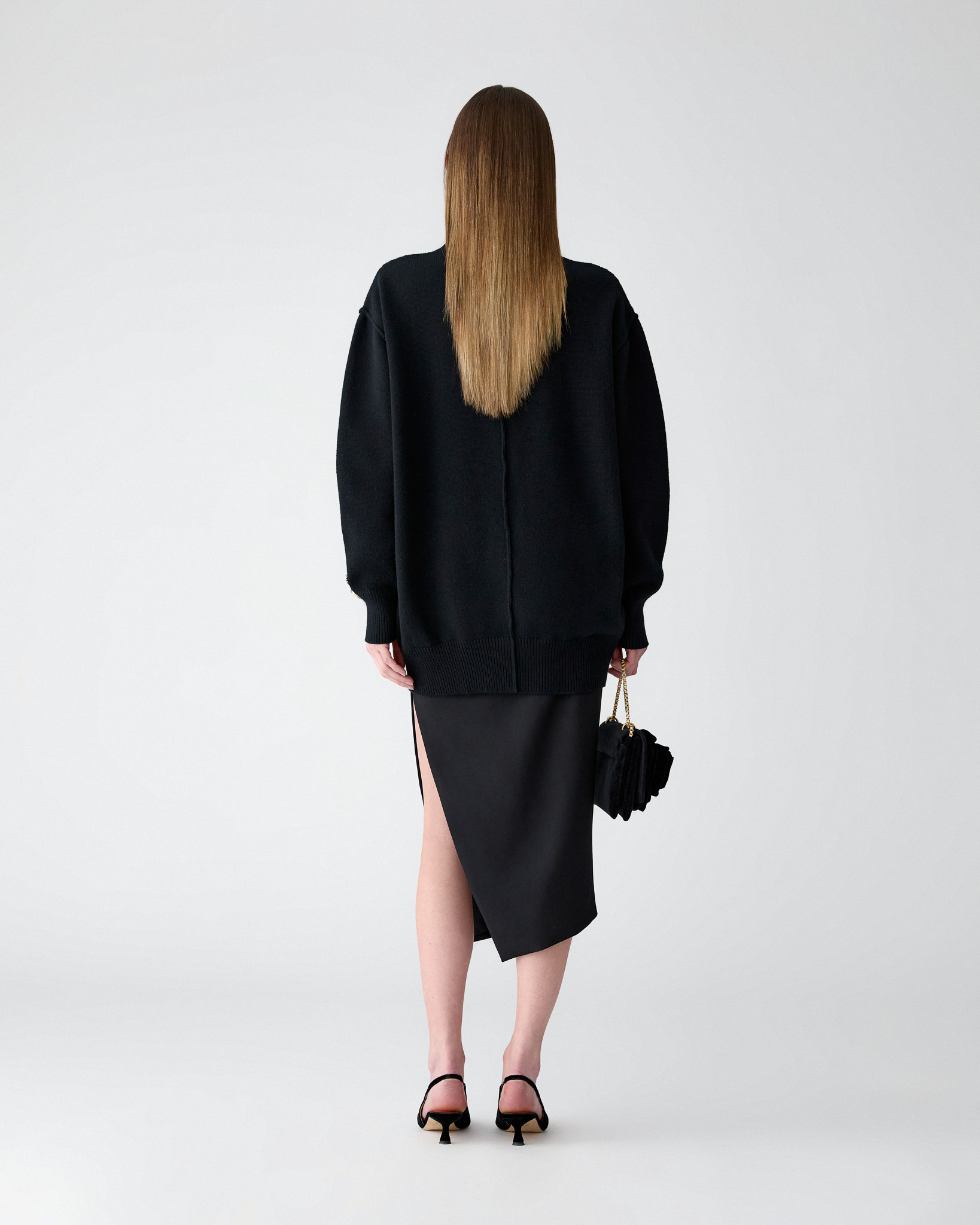 Asymmetric Gathered Midi Skirt - 3