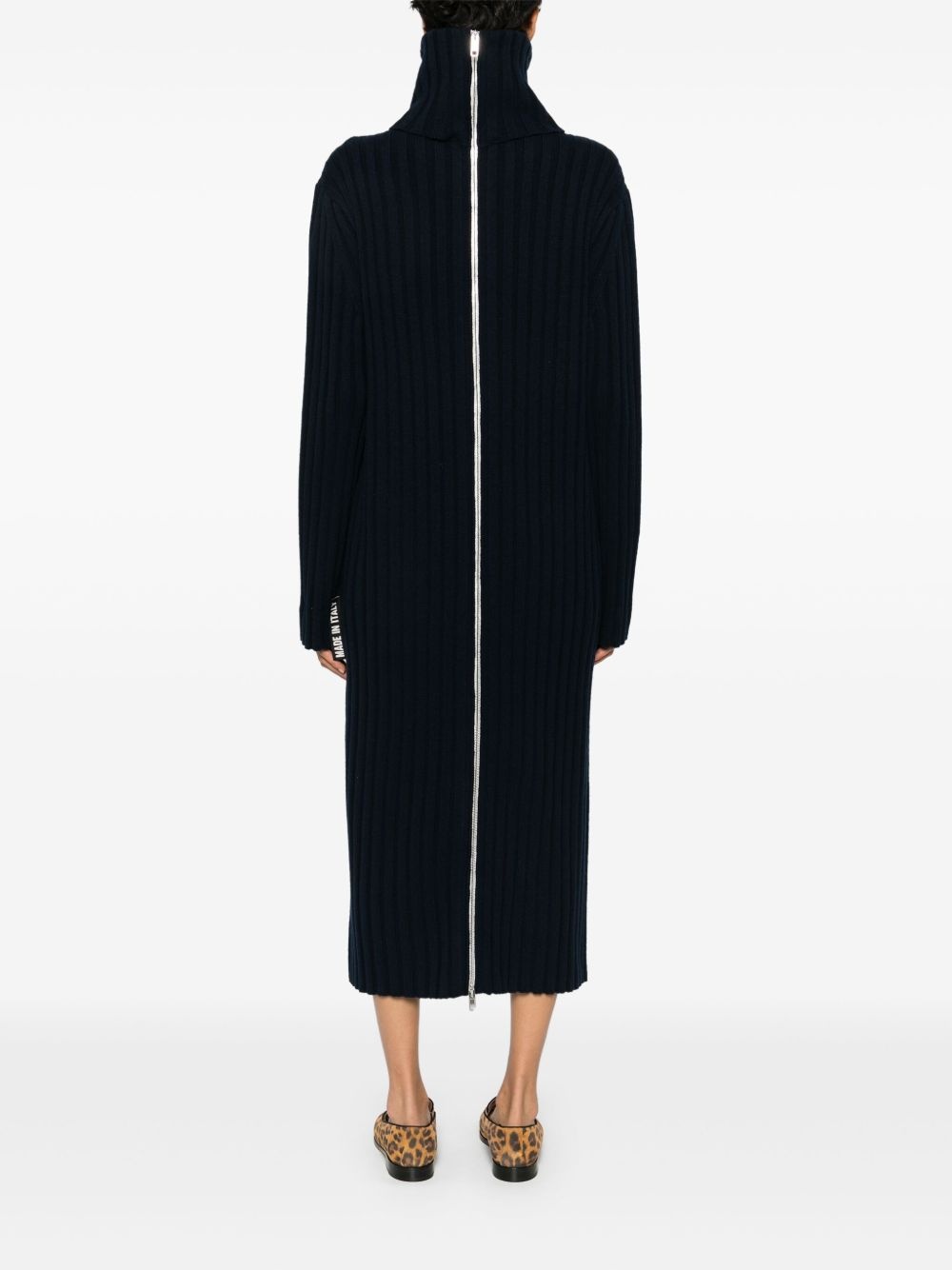 zip-up ribbed-knit dress - 4