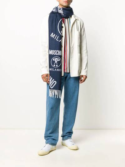 Moschino logo woven scarf with tassels outlook