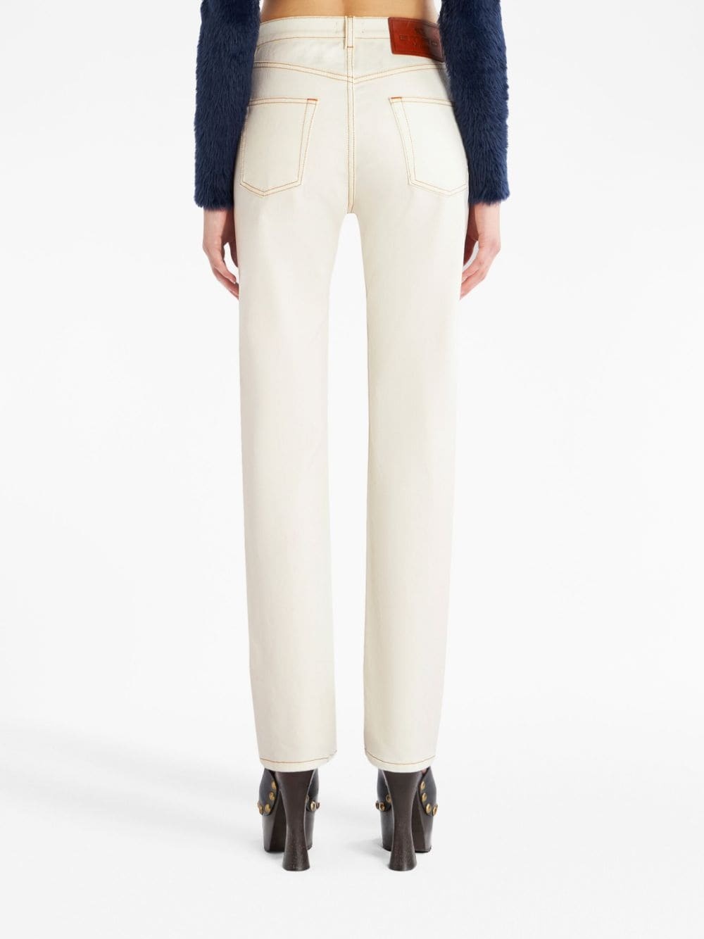 floral-print cotton jeans - 4