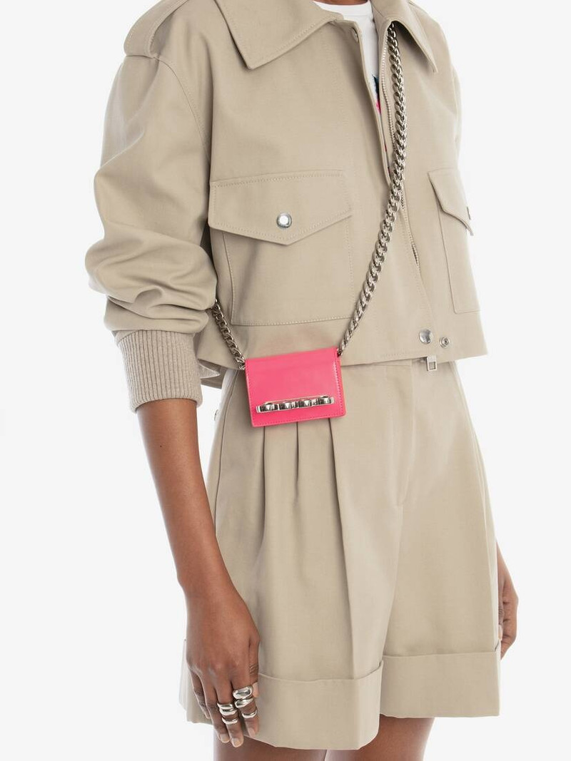 Alexander McQueen The Four Ring Micro in Neon Pink outlook