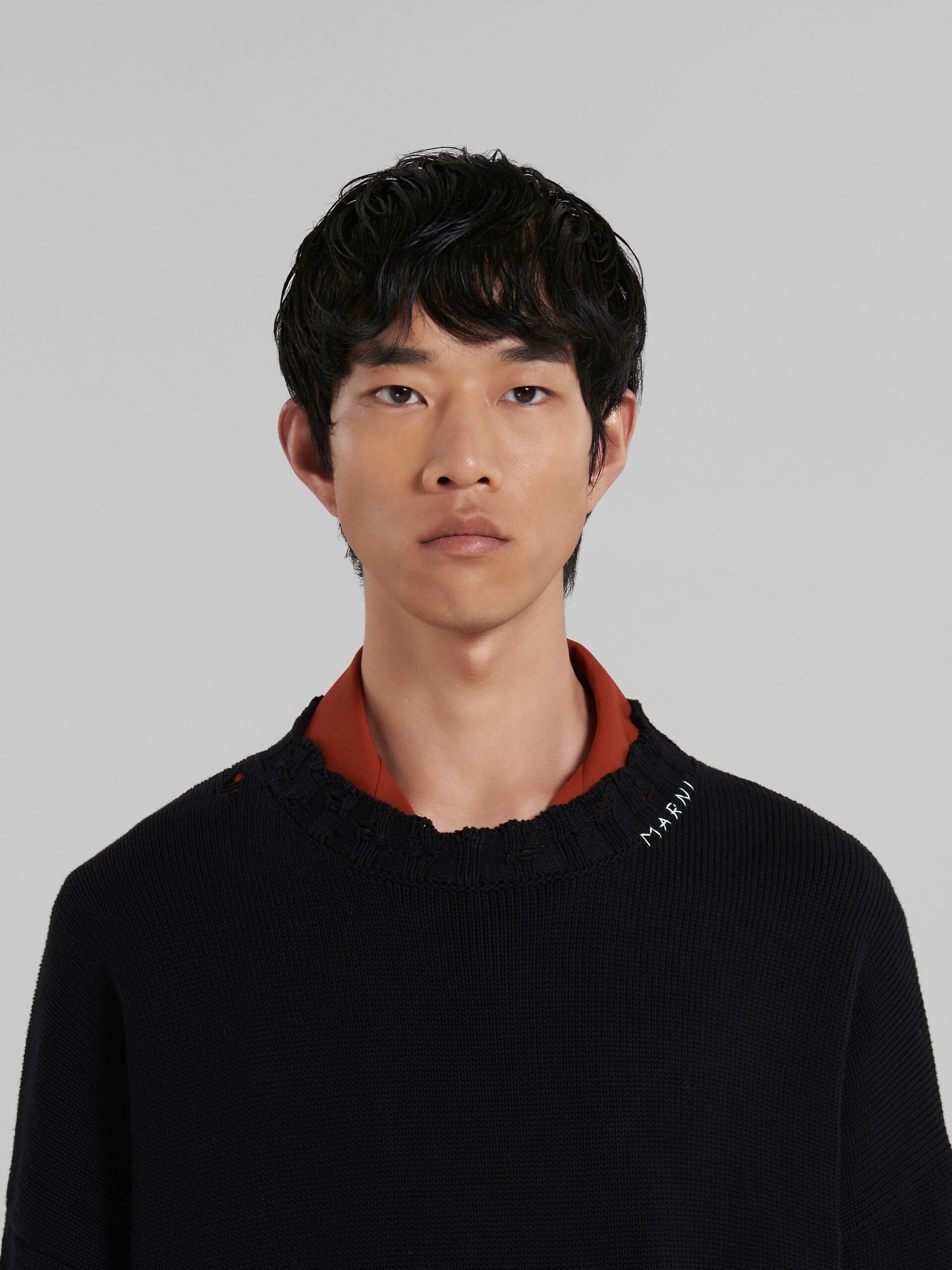BLACK COTTON BOXY SWEATER - 4